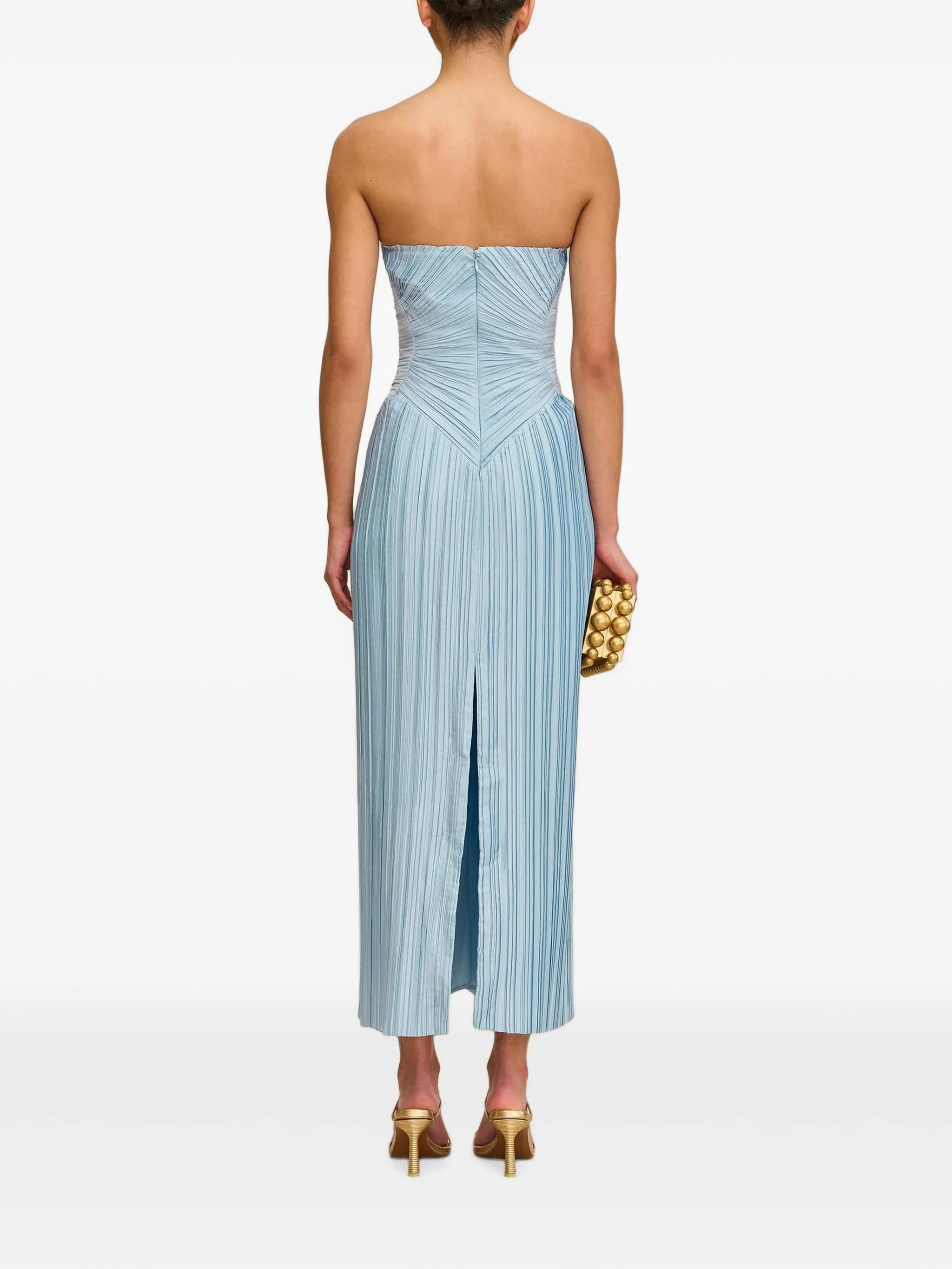 Ashika ruched pleated midi dress