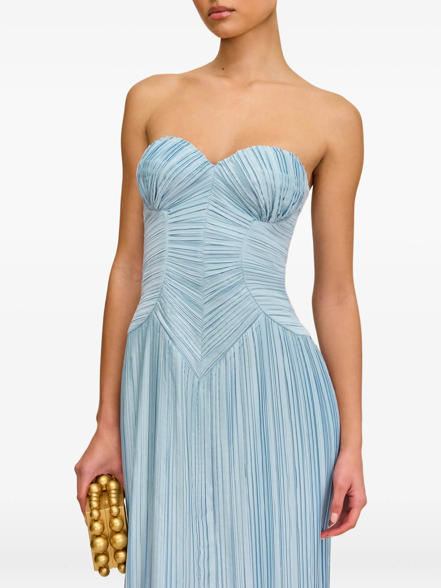Ashika ruched pleated midi dress