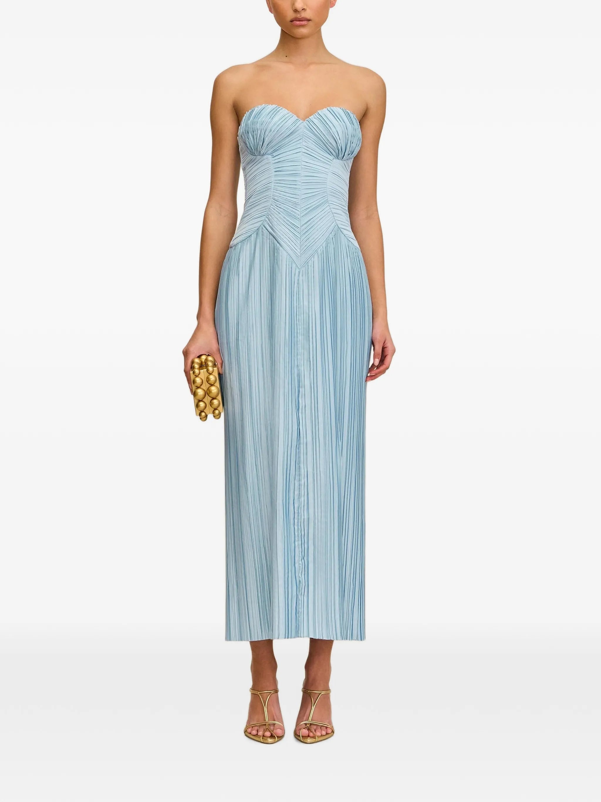 Ashika ruched pleated midi dress