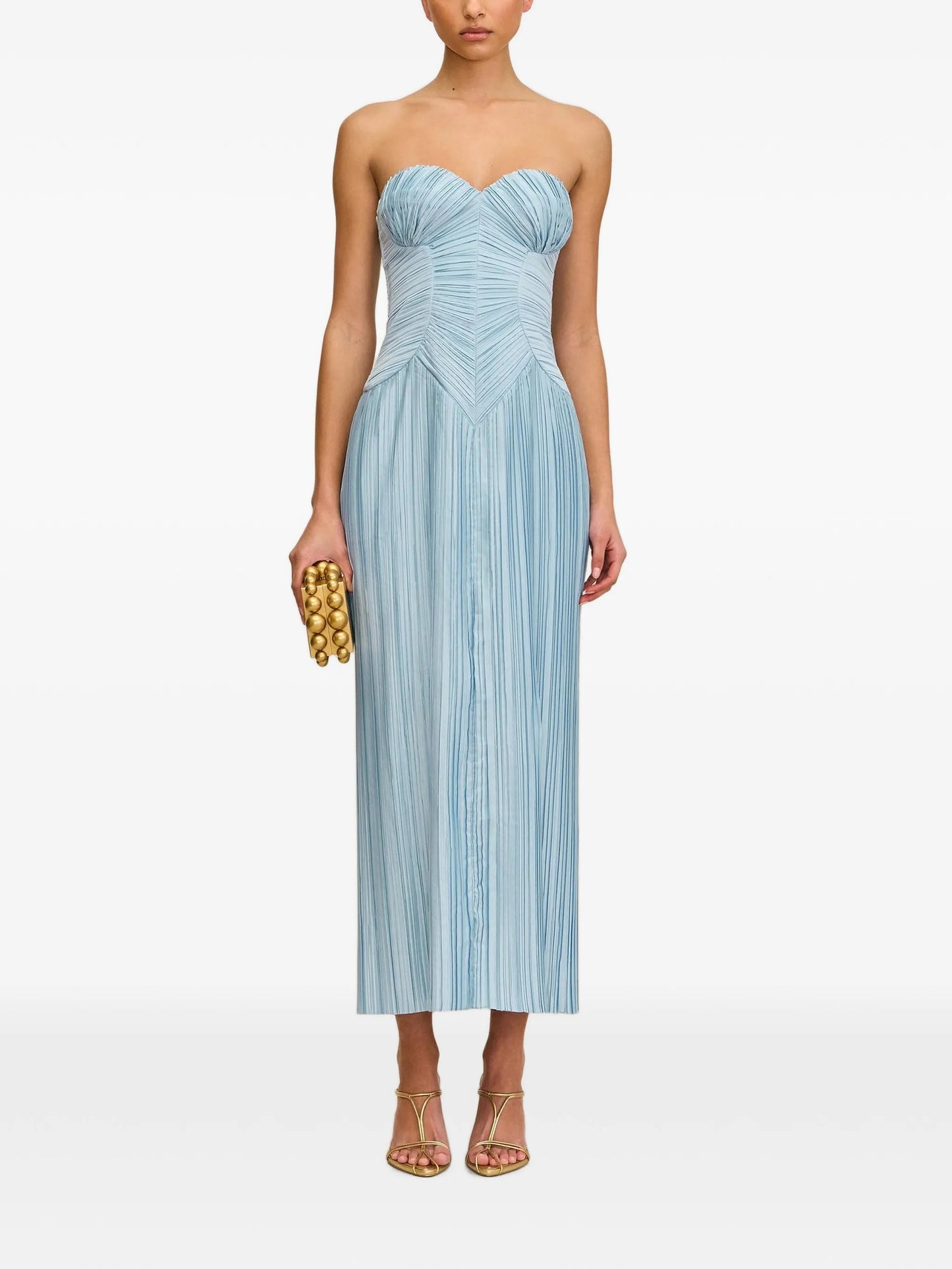 Ashika ruched pleated midi dress