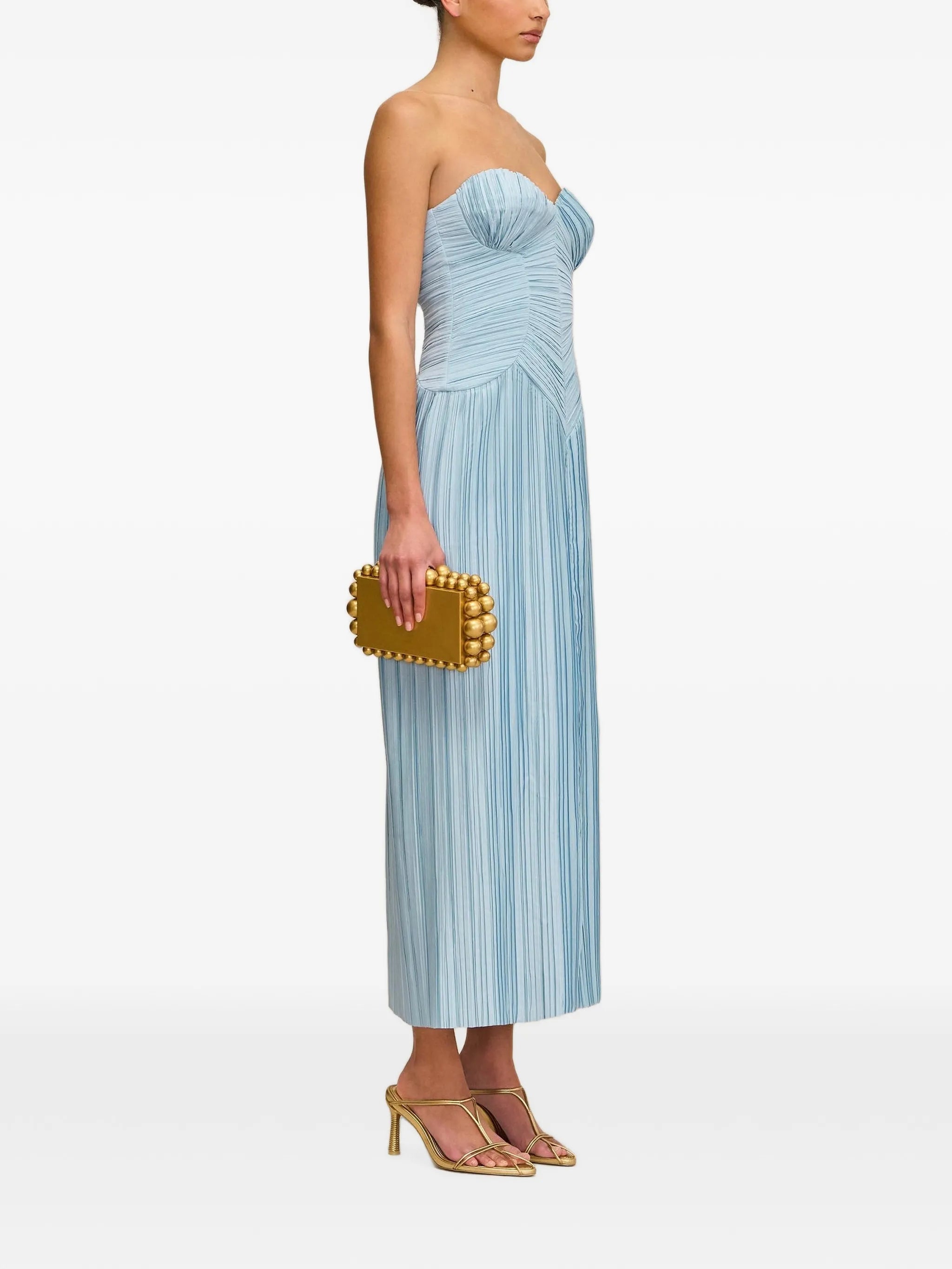 Ashika ruched pleated midi dress
