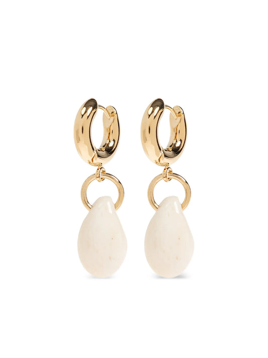 stone-pendant drop earrings