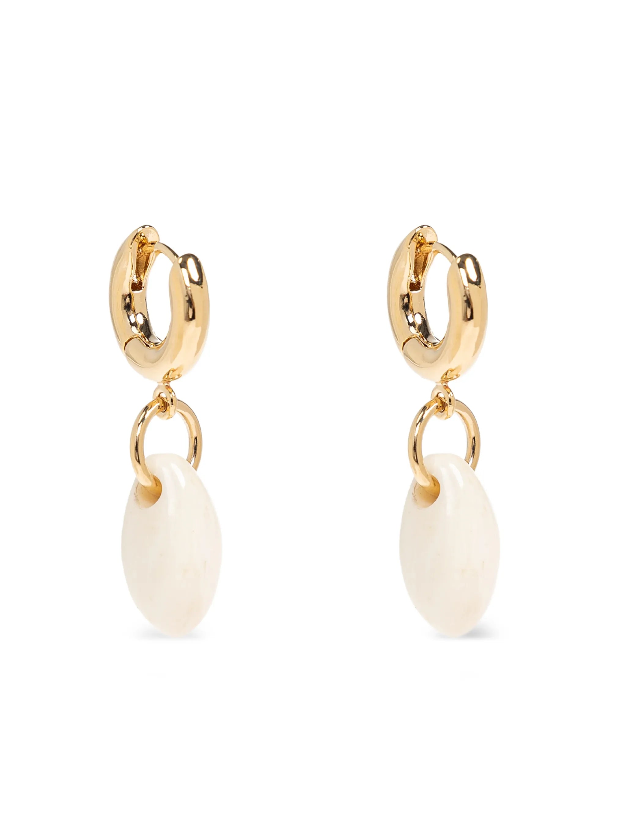 stone-pendant drop earrings