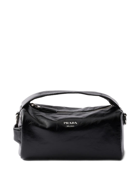 leather logo messenger bag