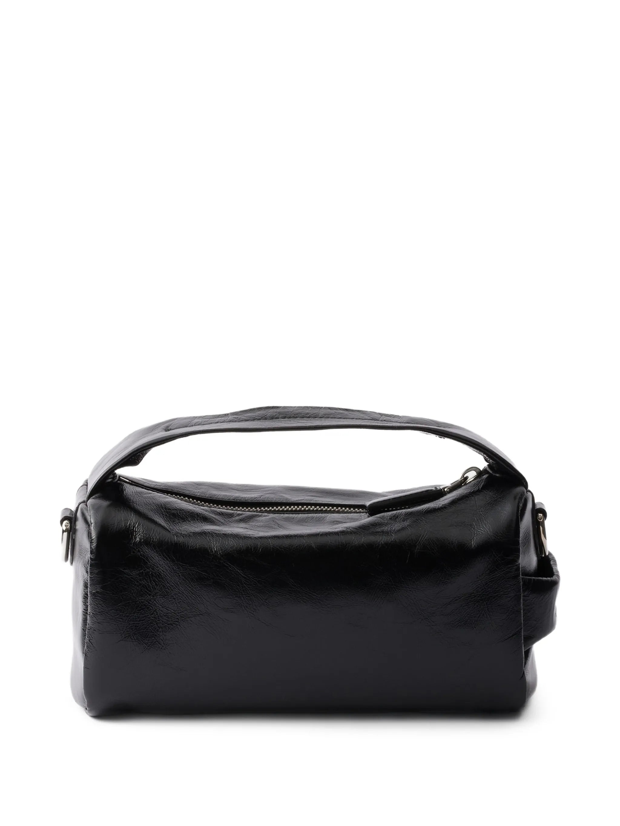 leather logo messenger bag