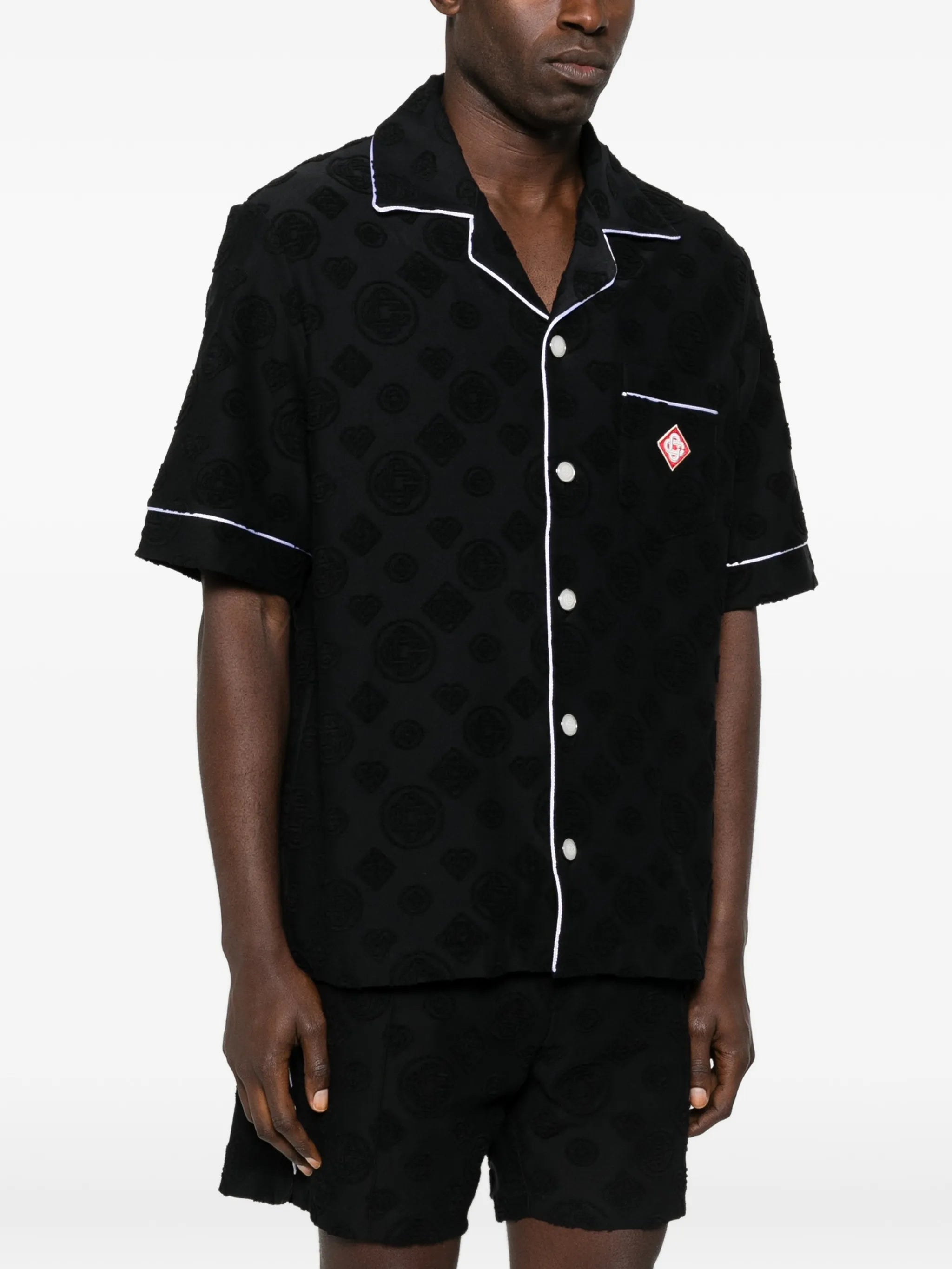 patterned piped shirt