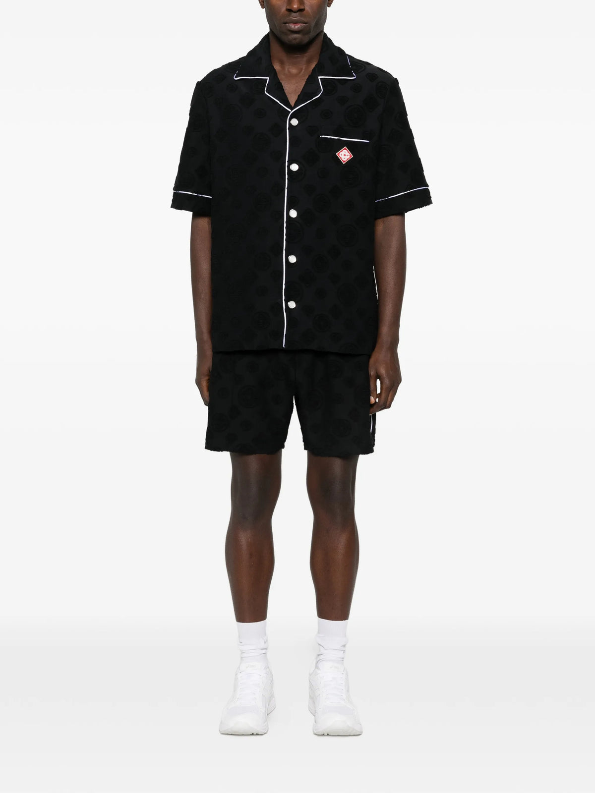 towlling patterned piped shirt