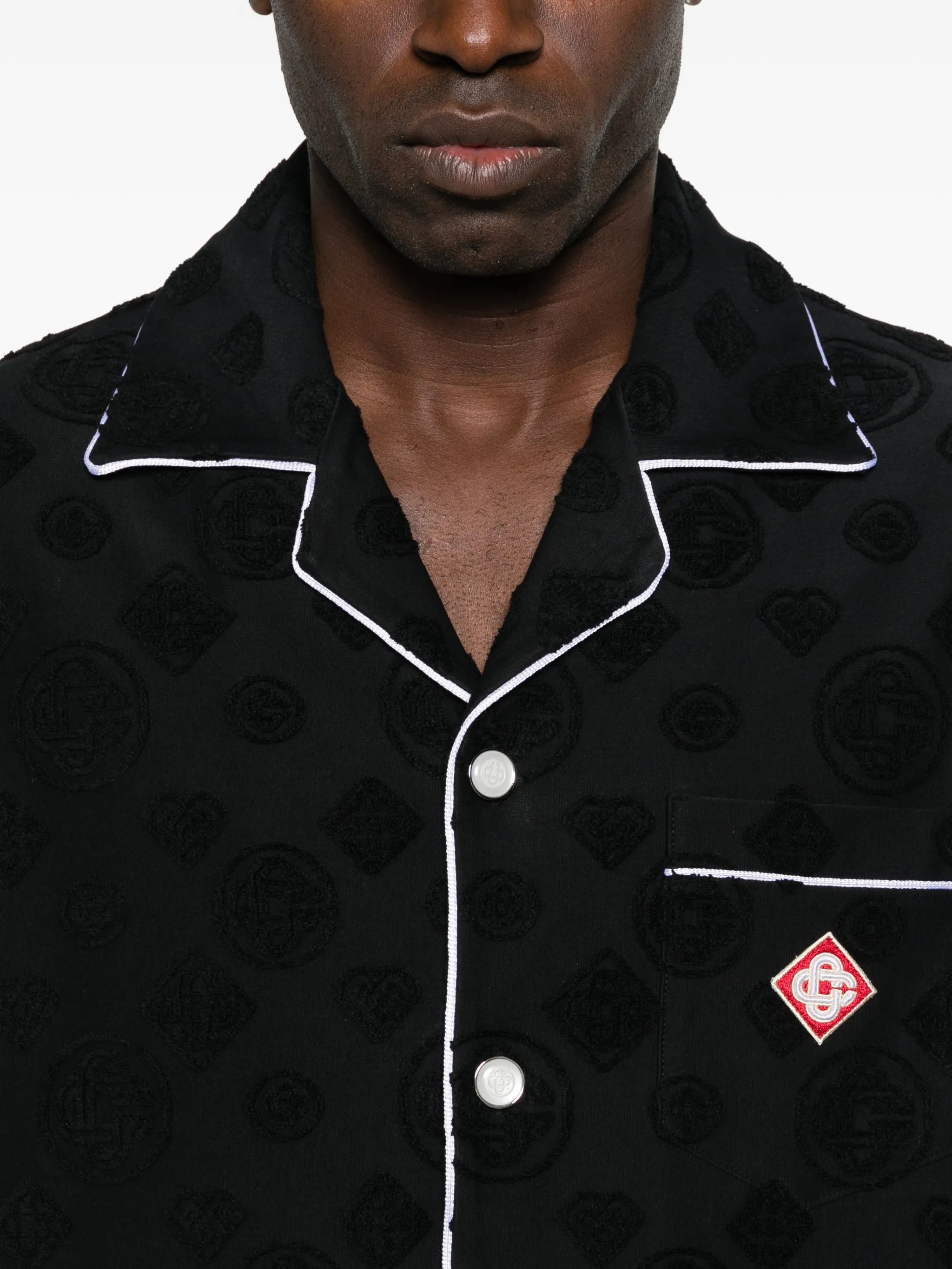towlling patterned piped shirt