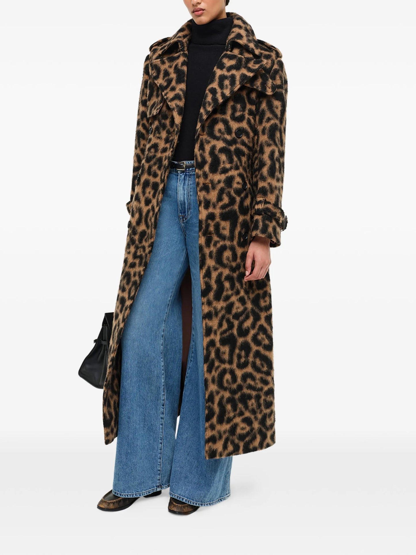 Rumi belted leopard coat