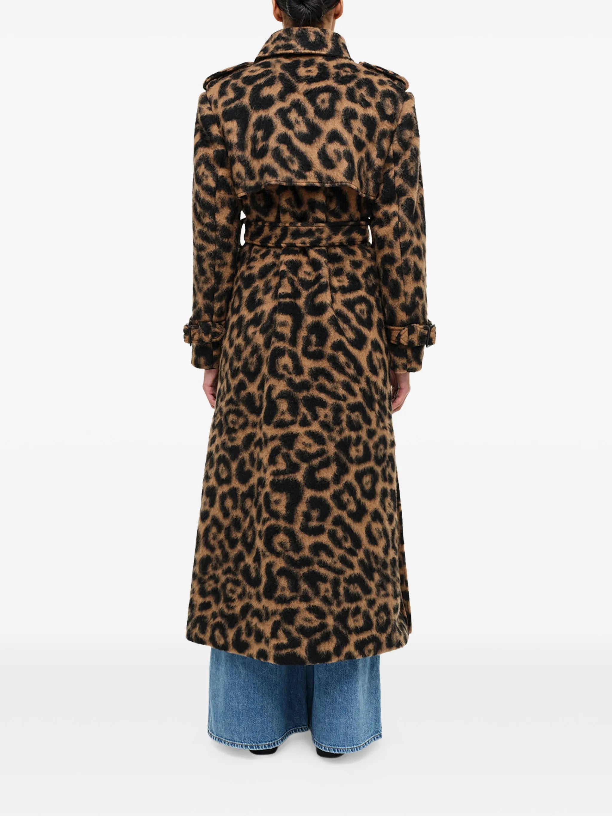 Rumi belted leopard coat
