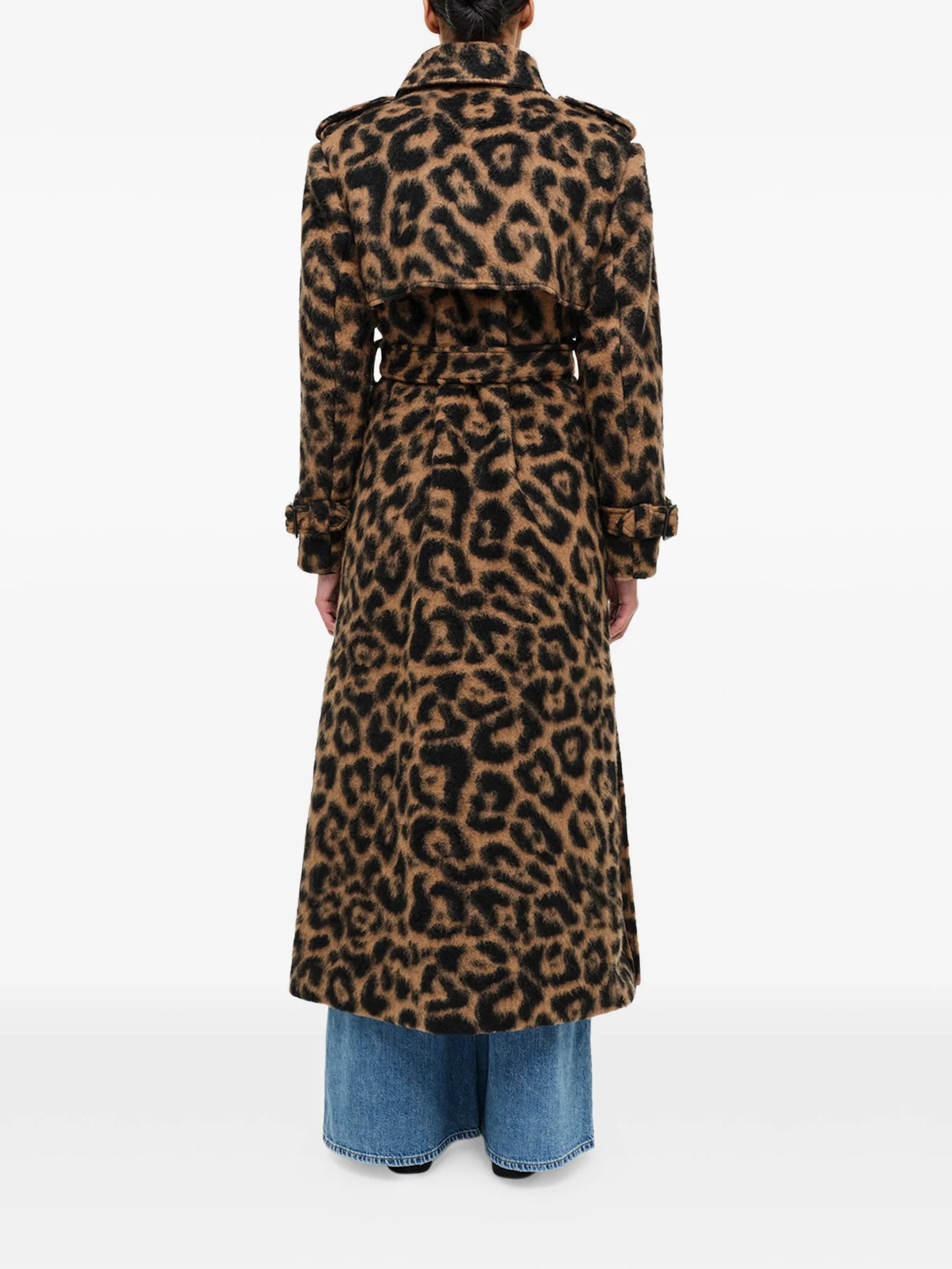 Rumi belted leopard coat
