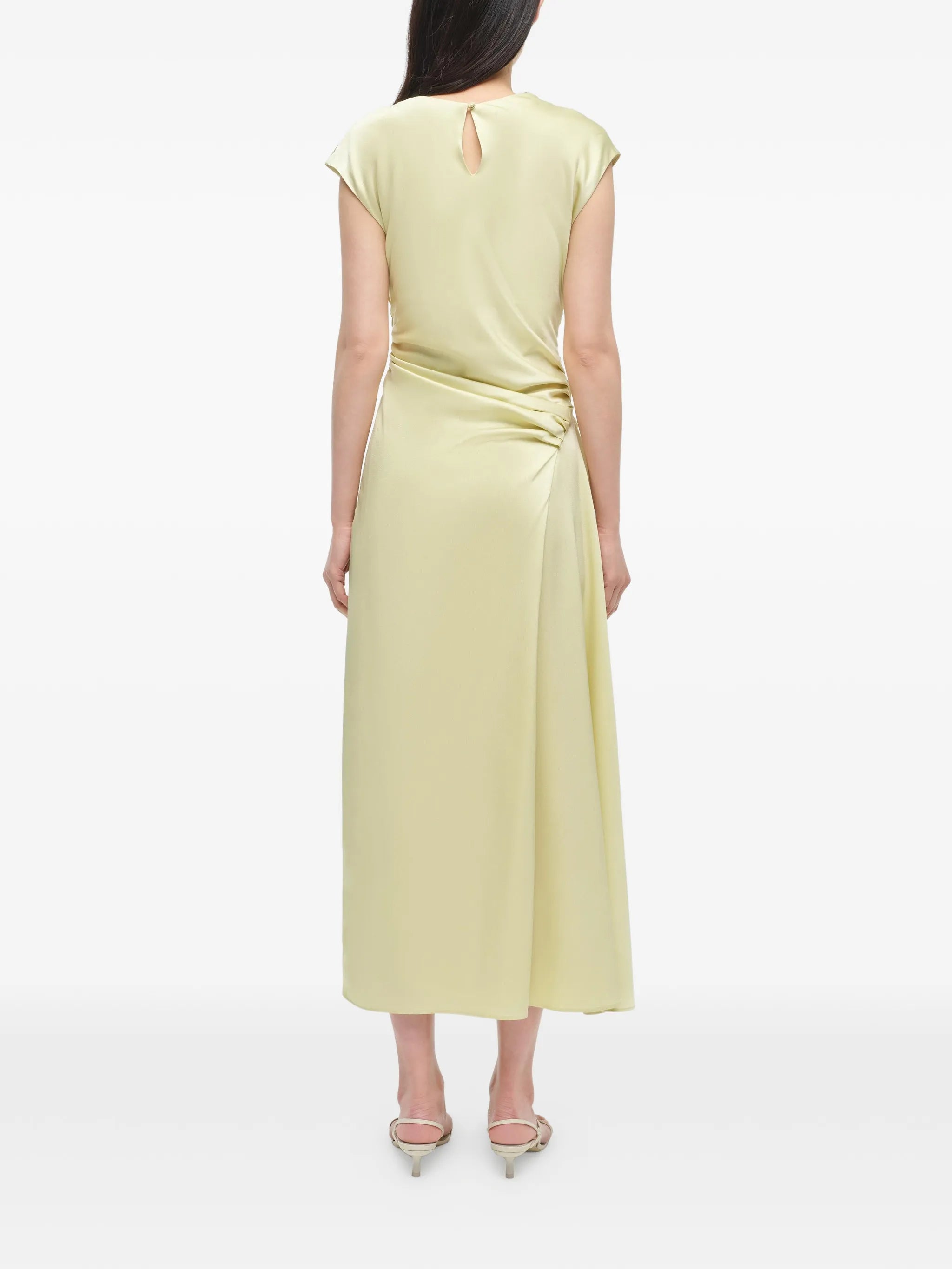 Burke draped gathered satin midi dress