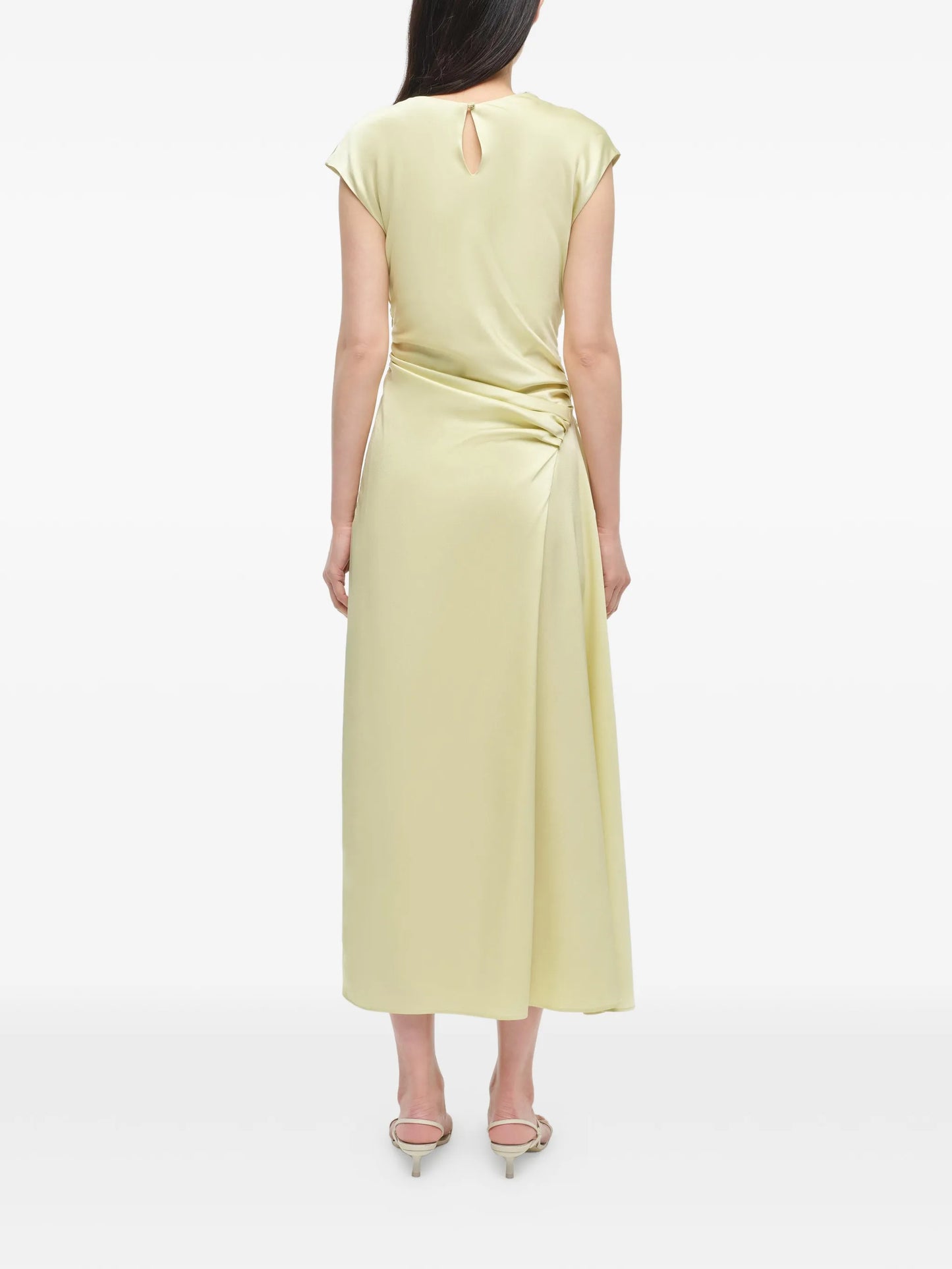 Burke draped gathered satin midi dress