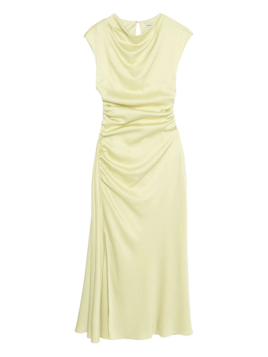 Burke draped gathered satin midi dress