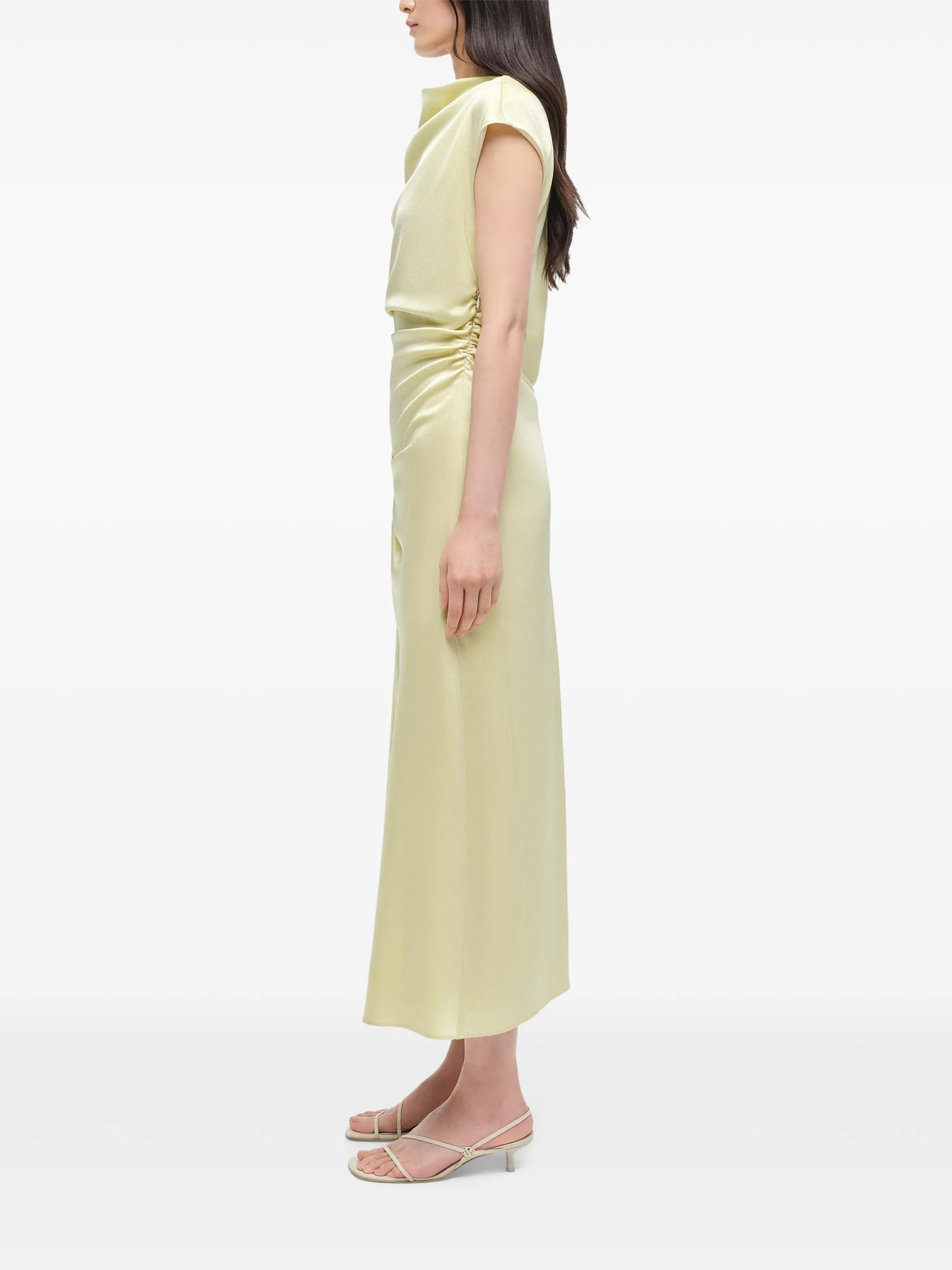 Burke draped gathered satin midi dress