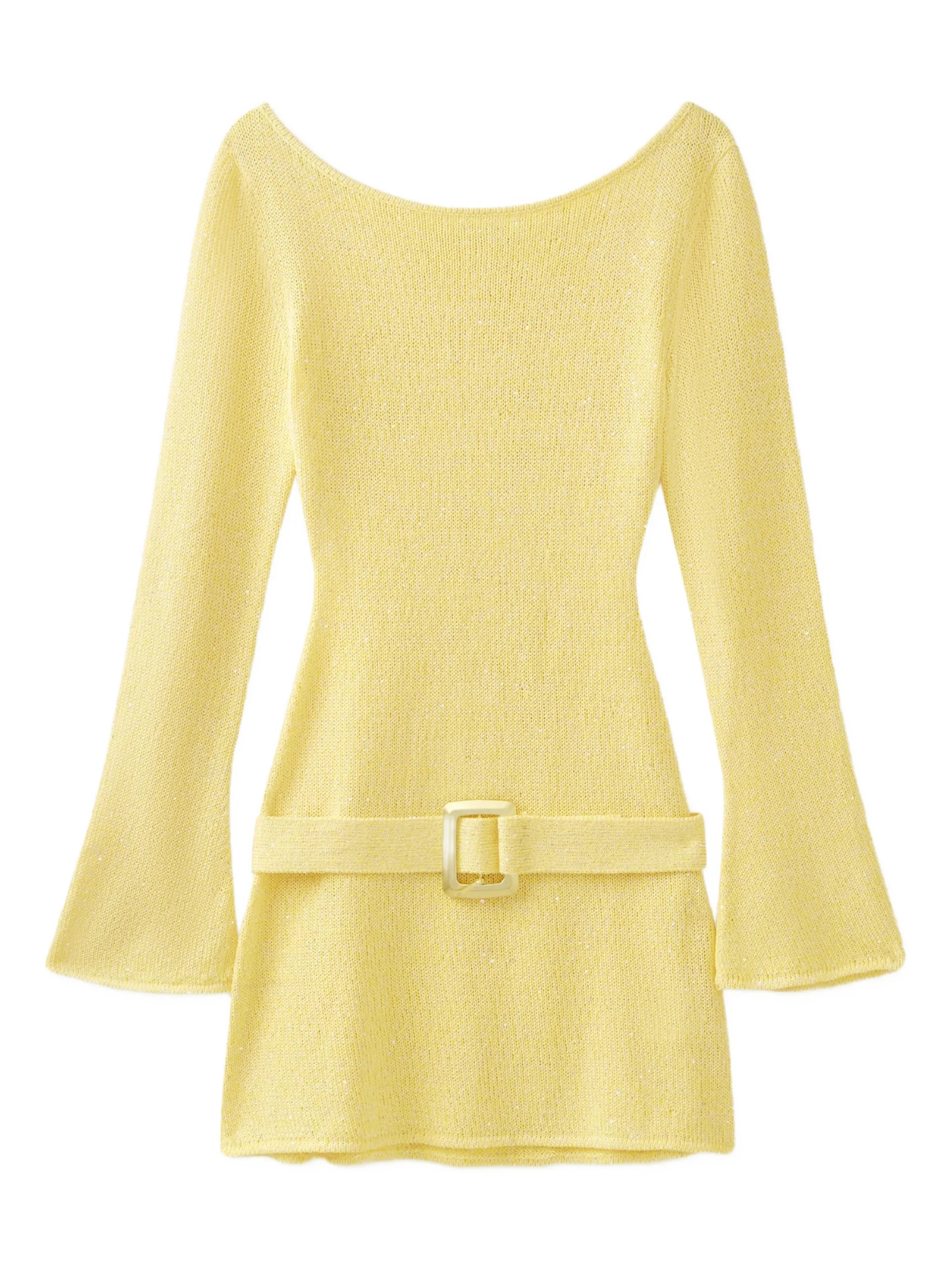 Maya belted-waist mini dress
