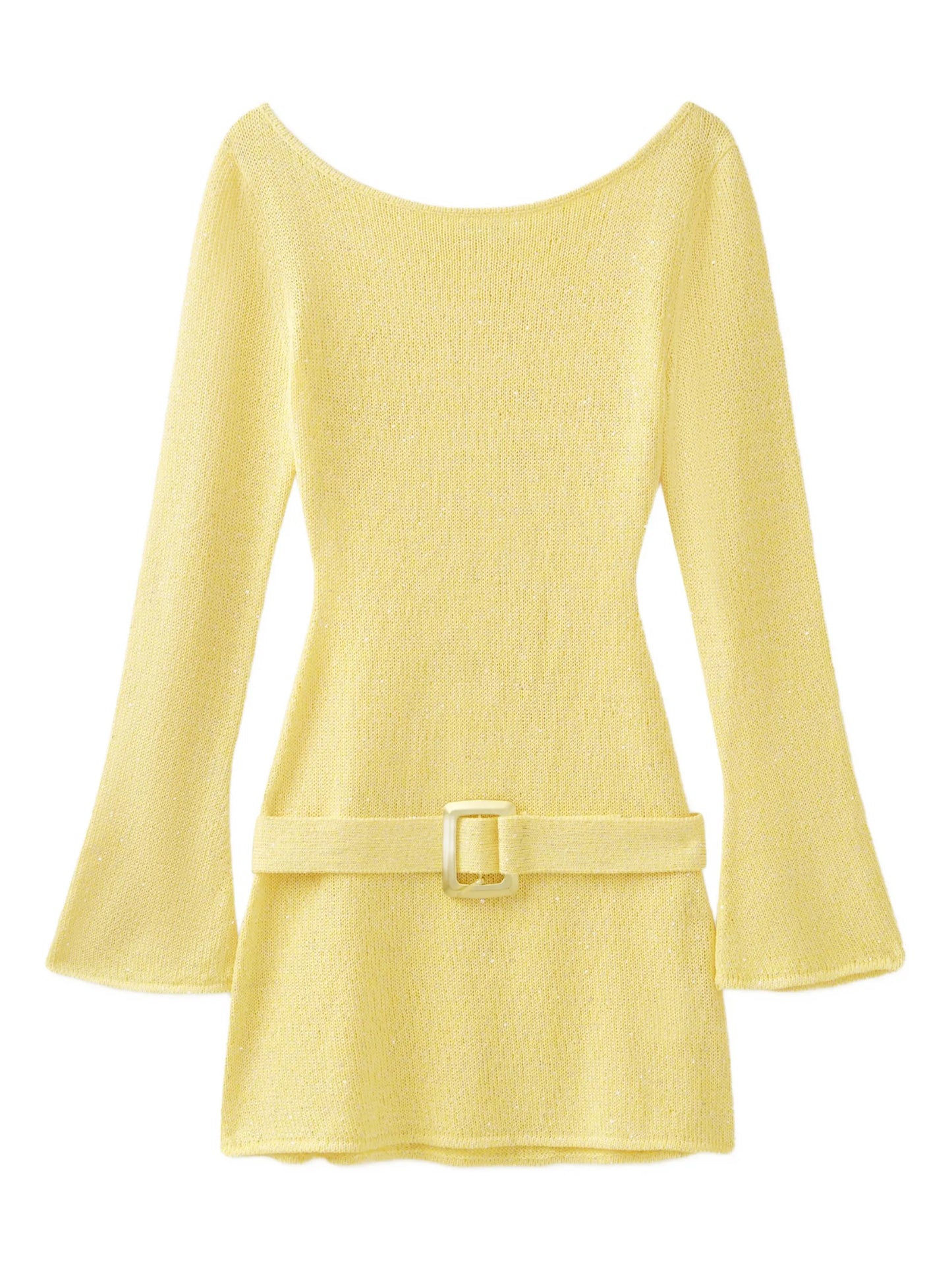 Maya belted-waist mini dress