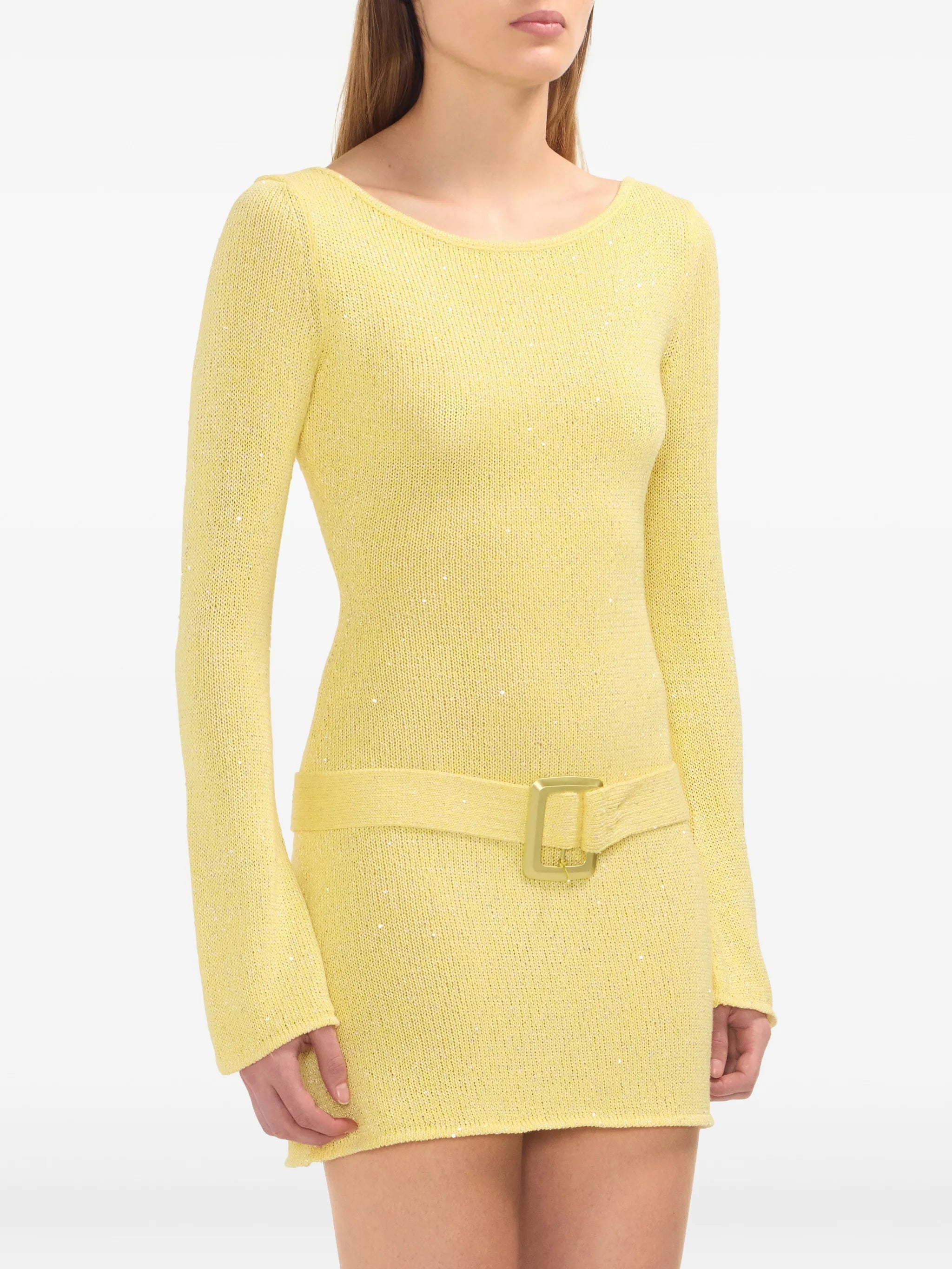 Maya belted-waist mini dress
