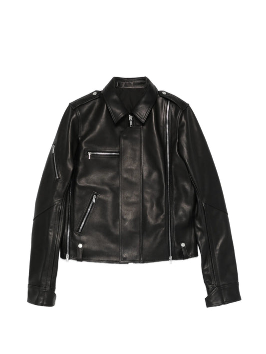 zipped leather jacket