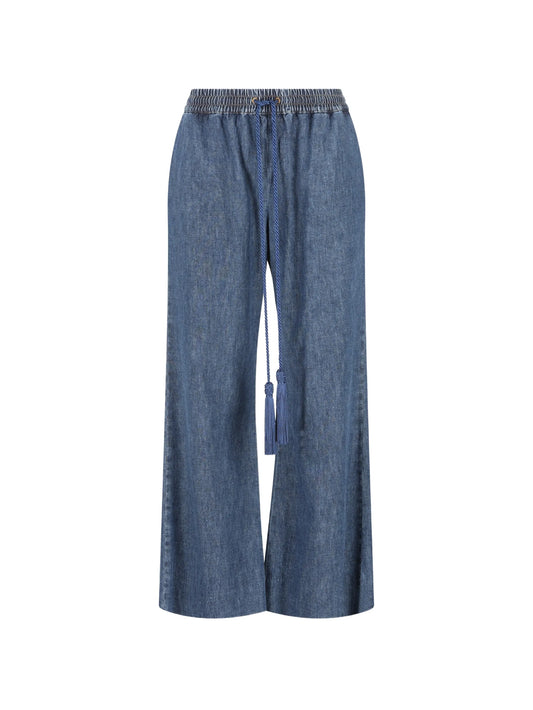 tassel-detail wide-leg jeans