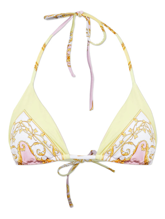 tie-fastening printed bikini top