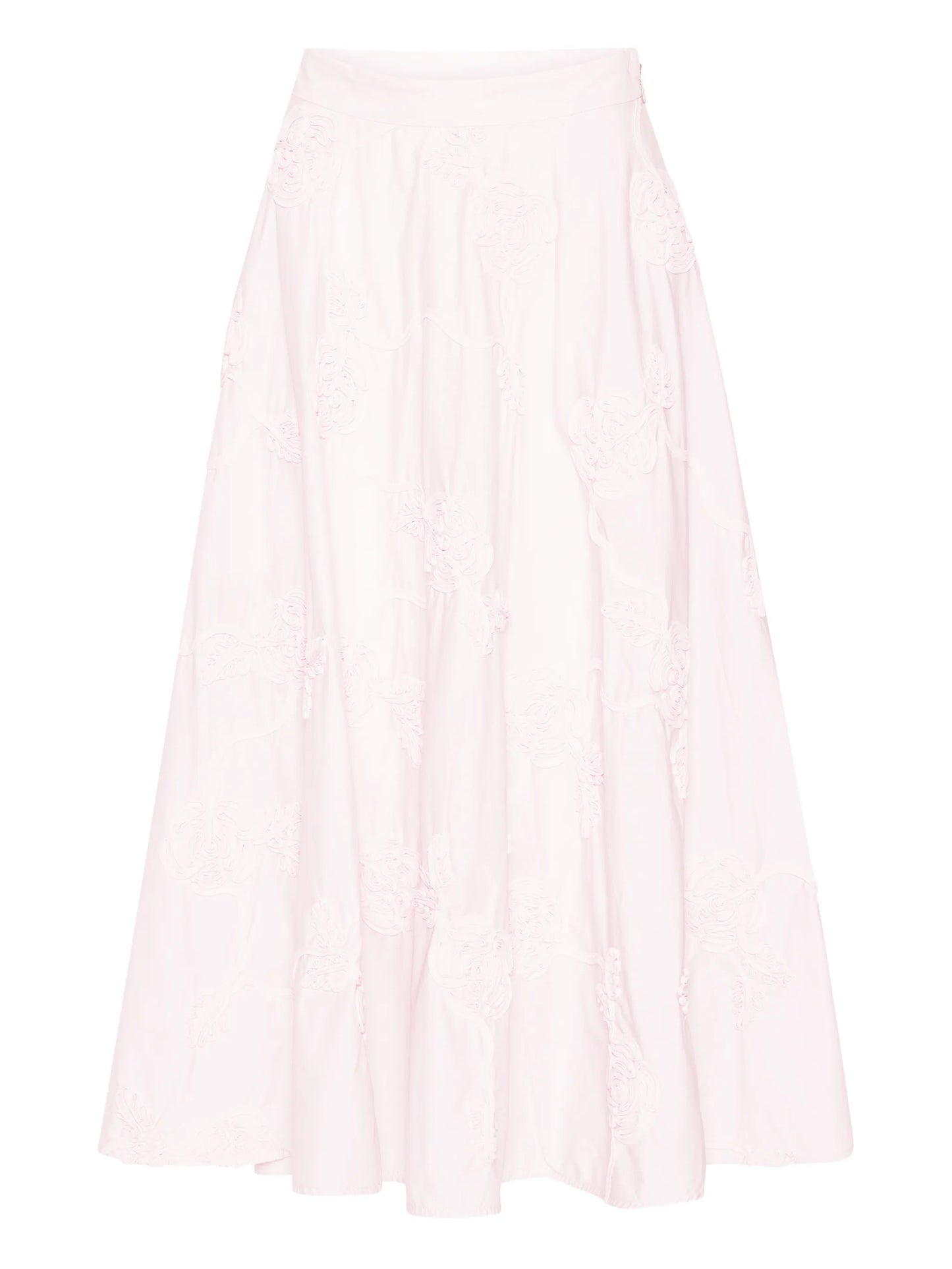 floral-embroidered midi skirt