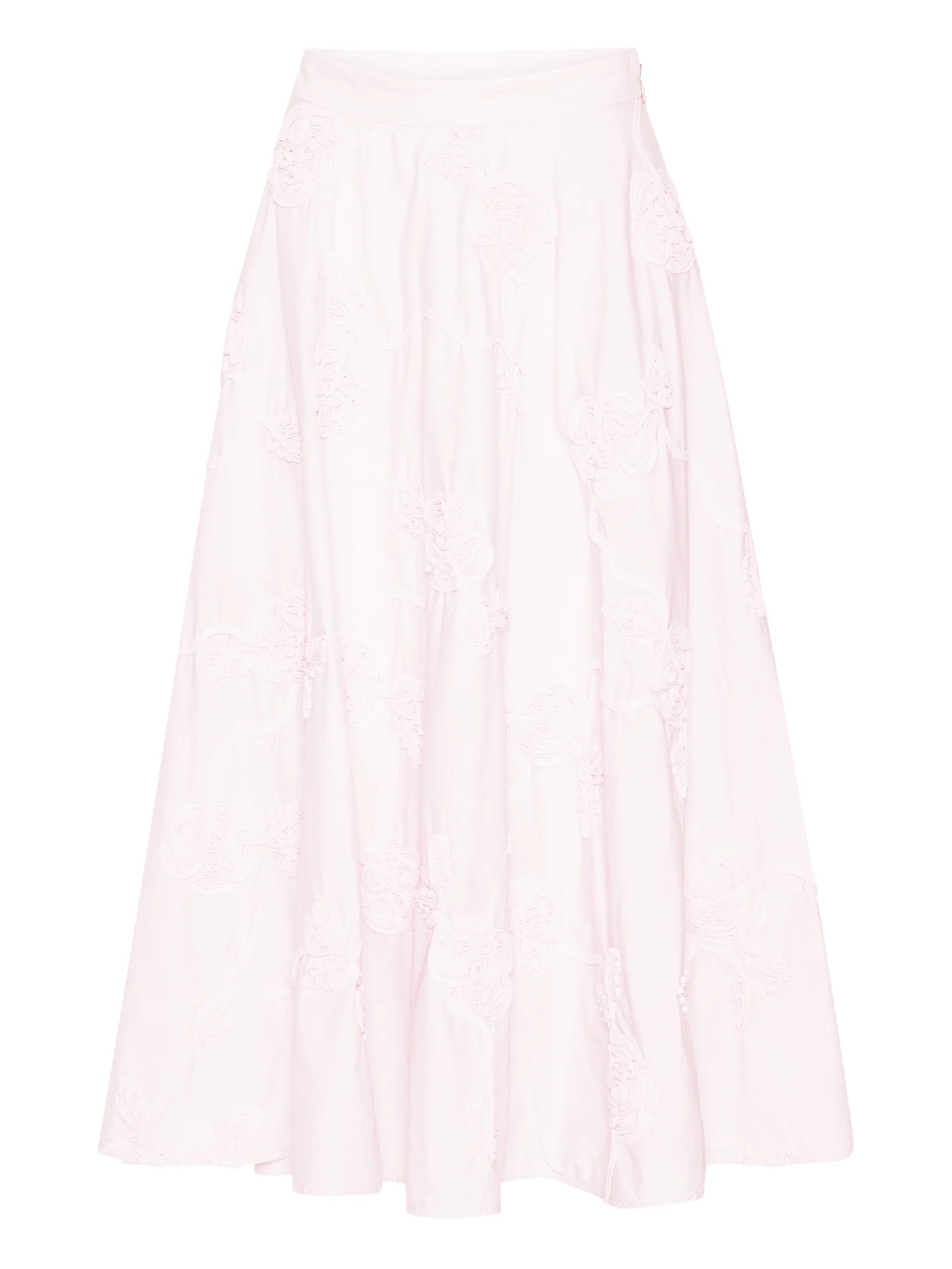floral-embroidered midi skirt