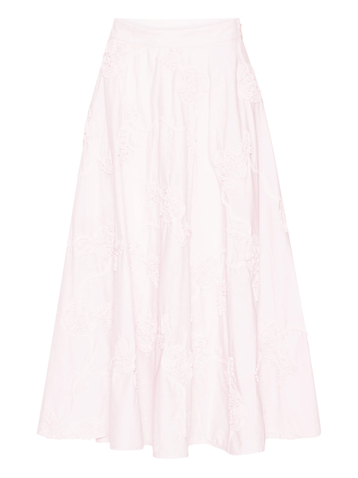 floral-embroidered midi skirt