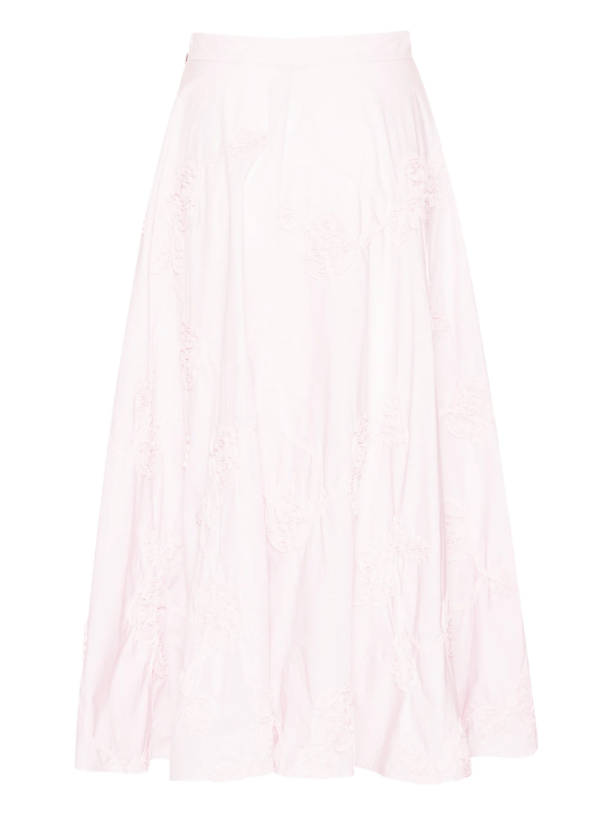 floral-embroidered midi skirt