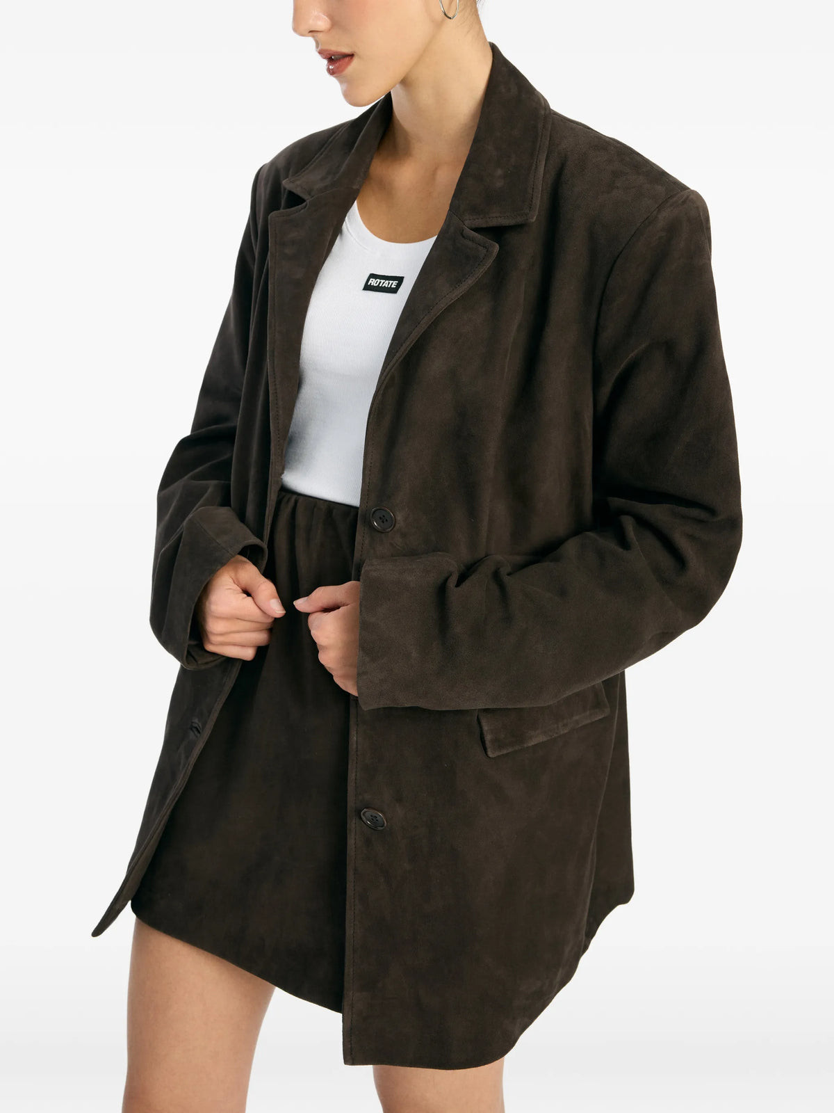 oversized suede blazer in chocolate brown