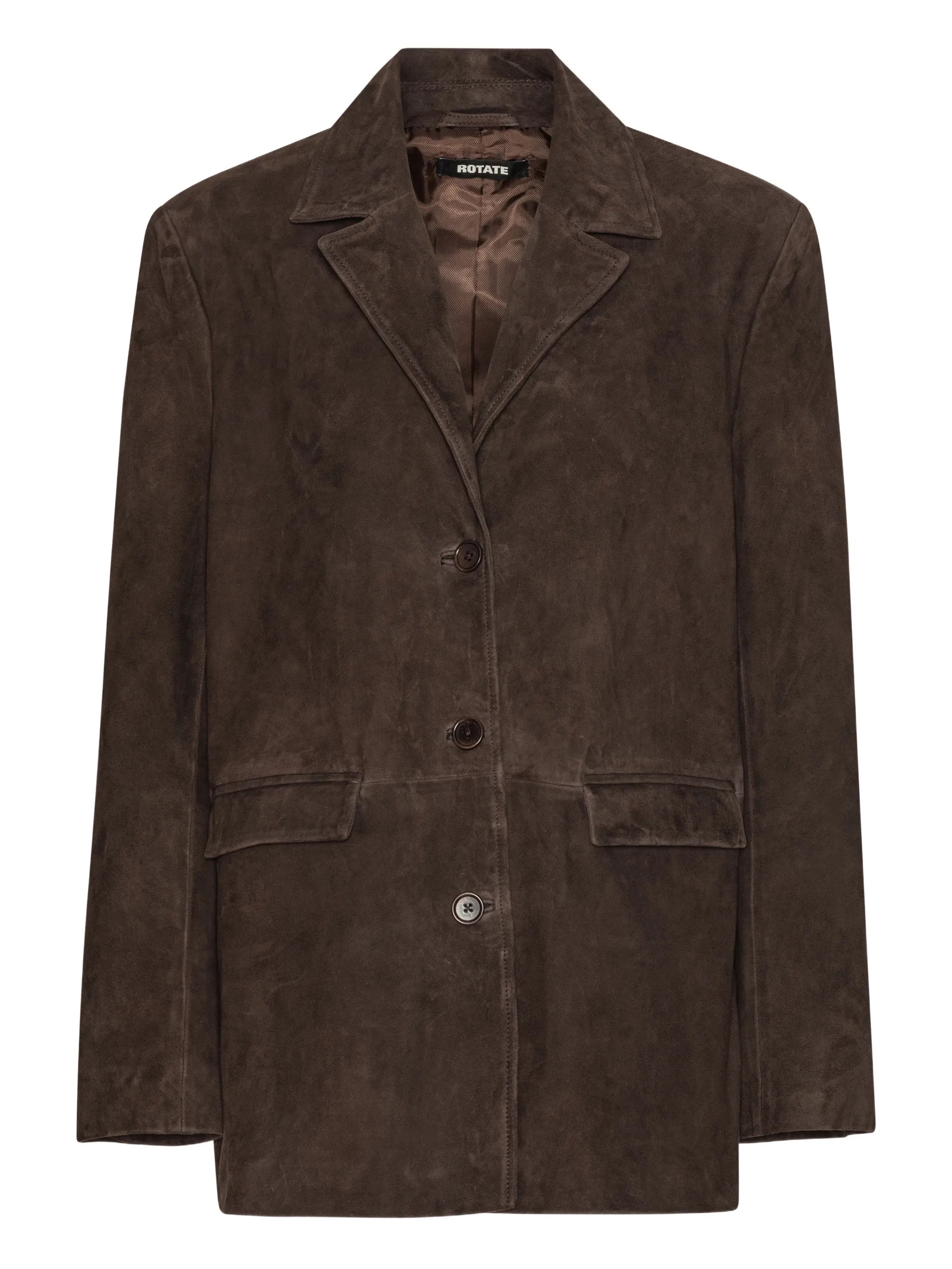 oversized suede blazer in chocolate brown