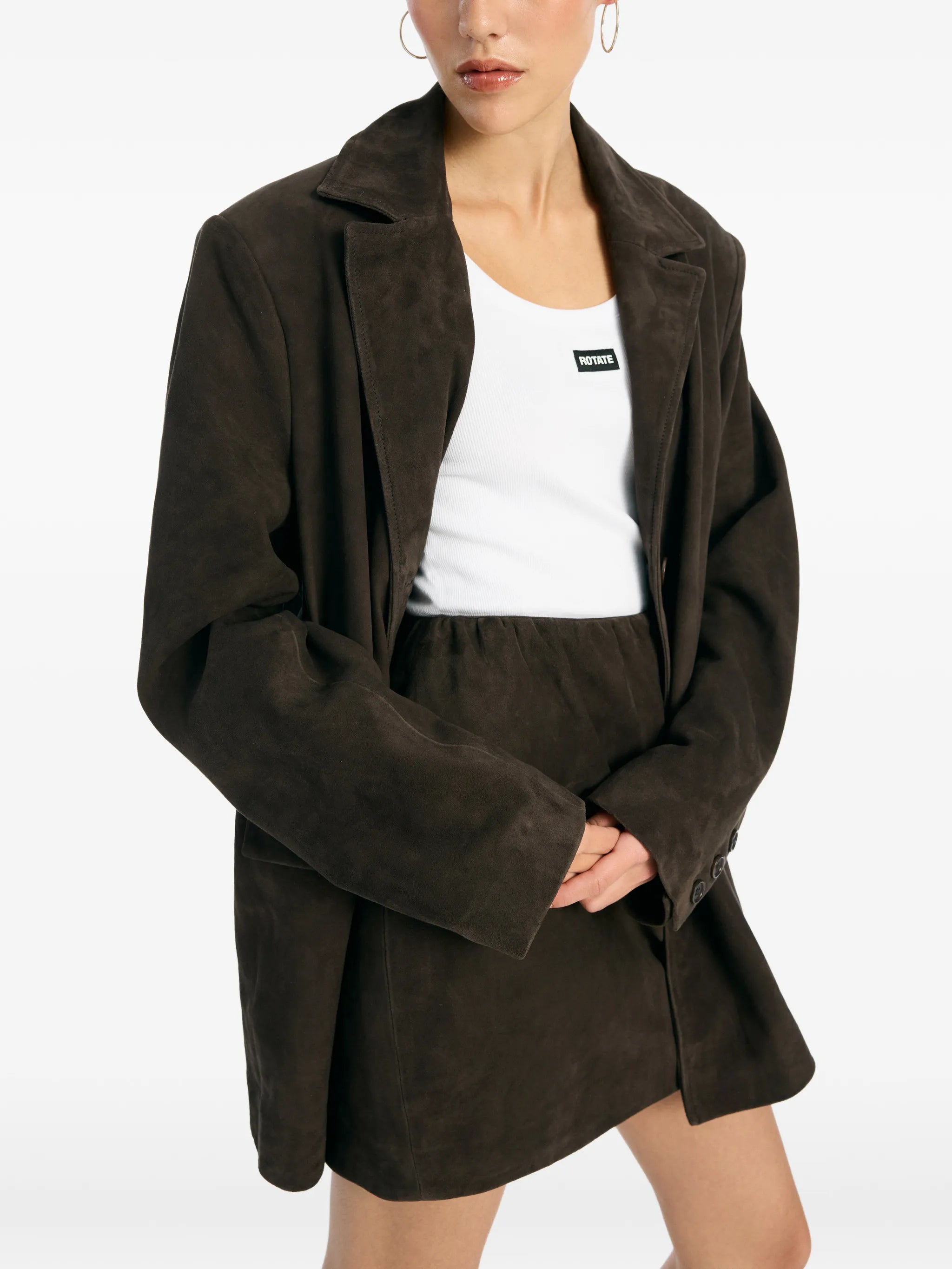 oversized suede blazer in chocolate brown