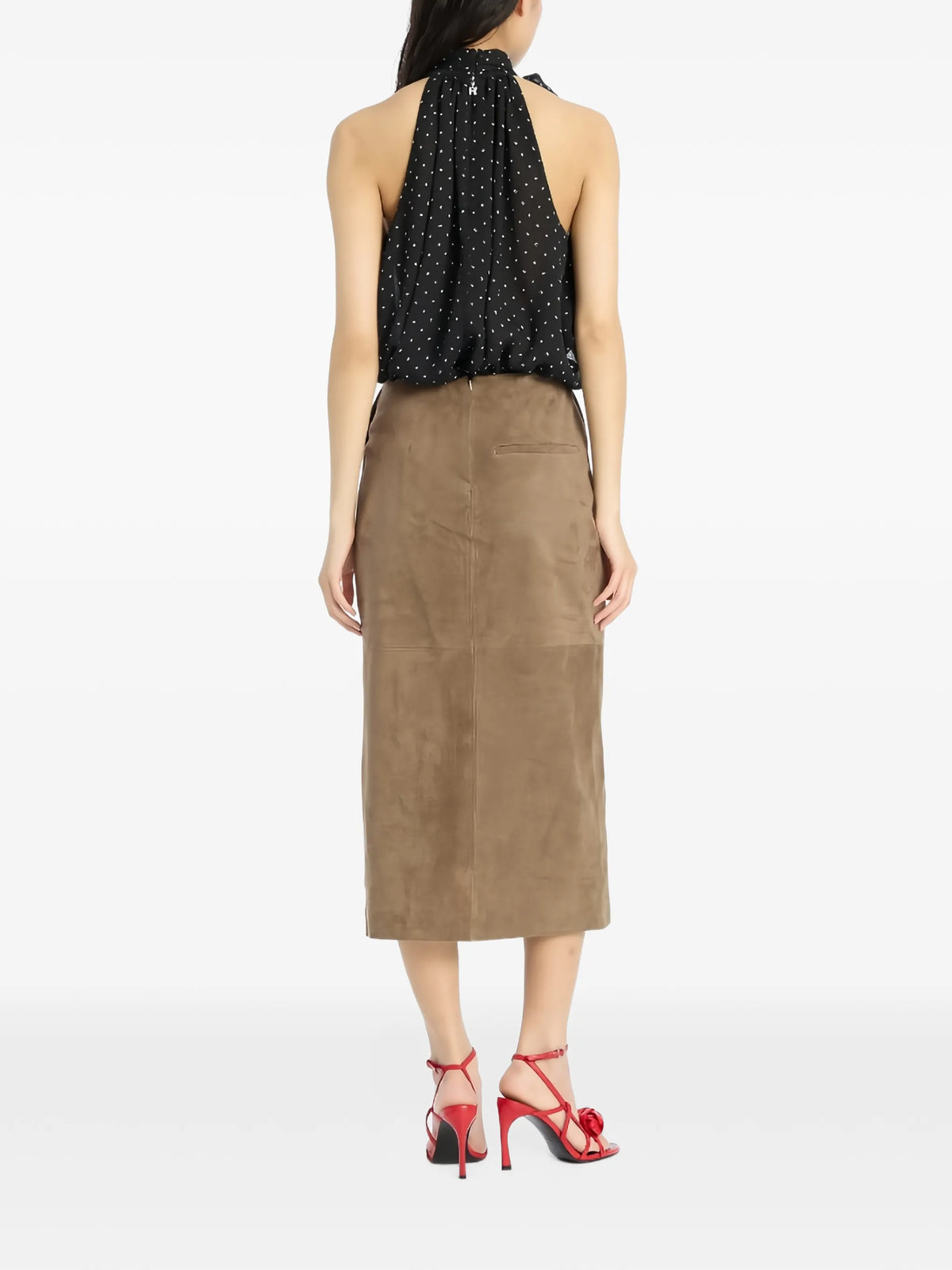 suede midi pencil skirt