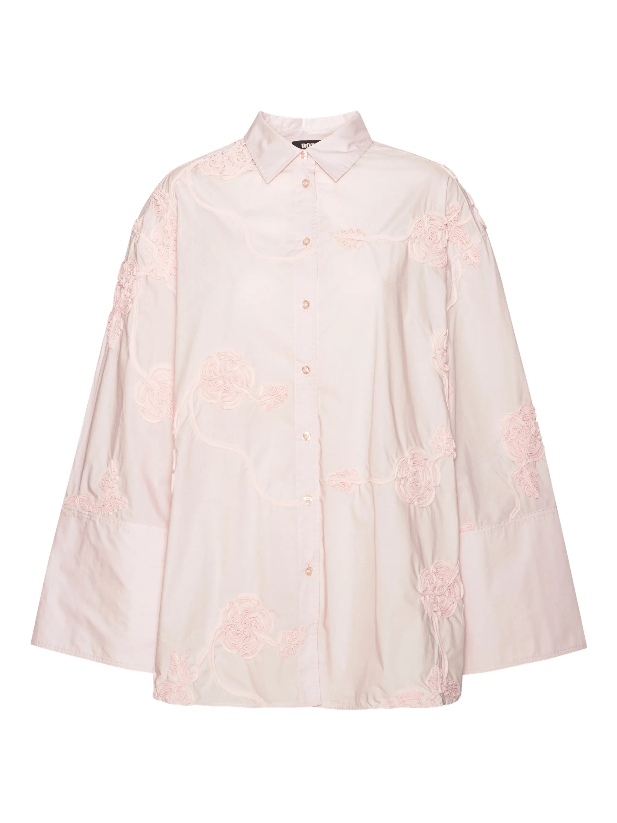 flower-appliqué oversized shirt