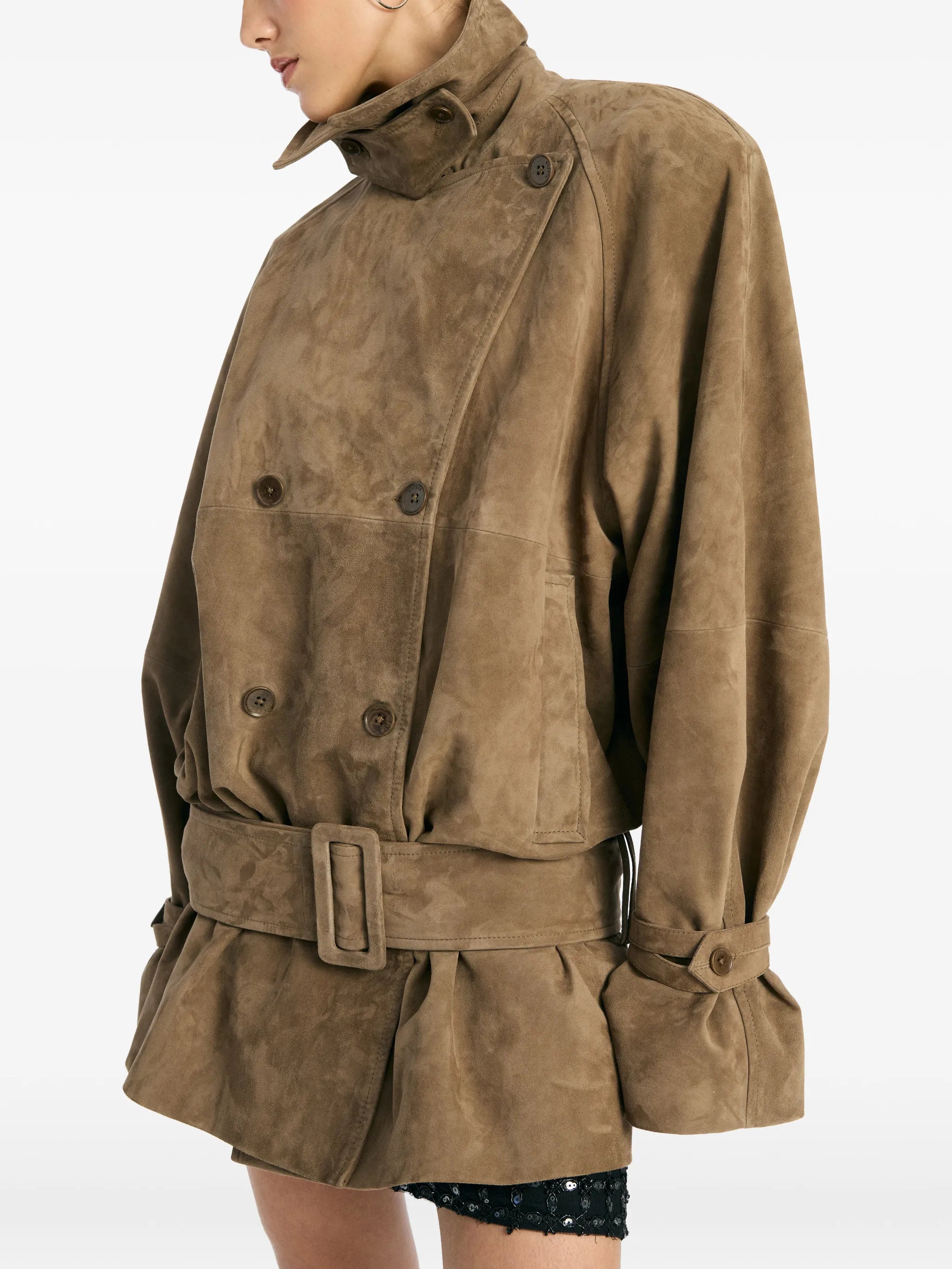 belted oversize suede jacket