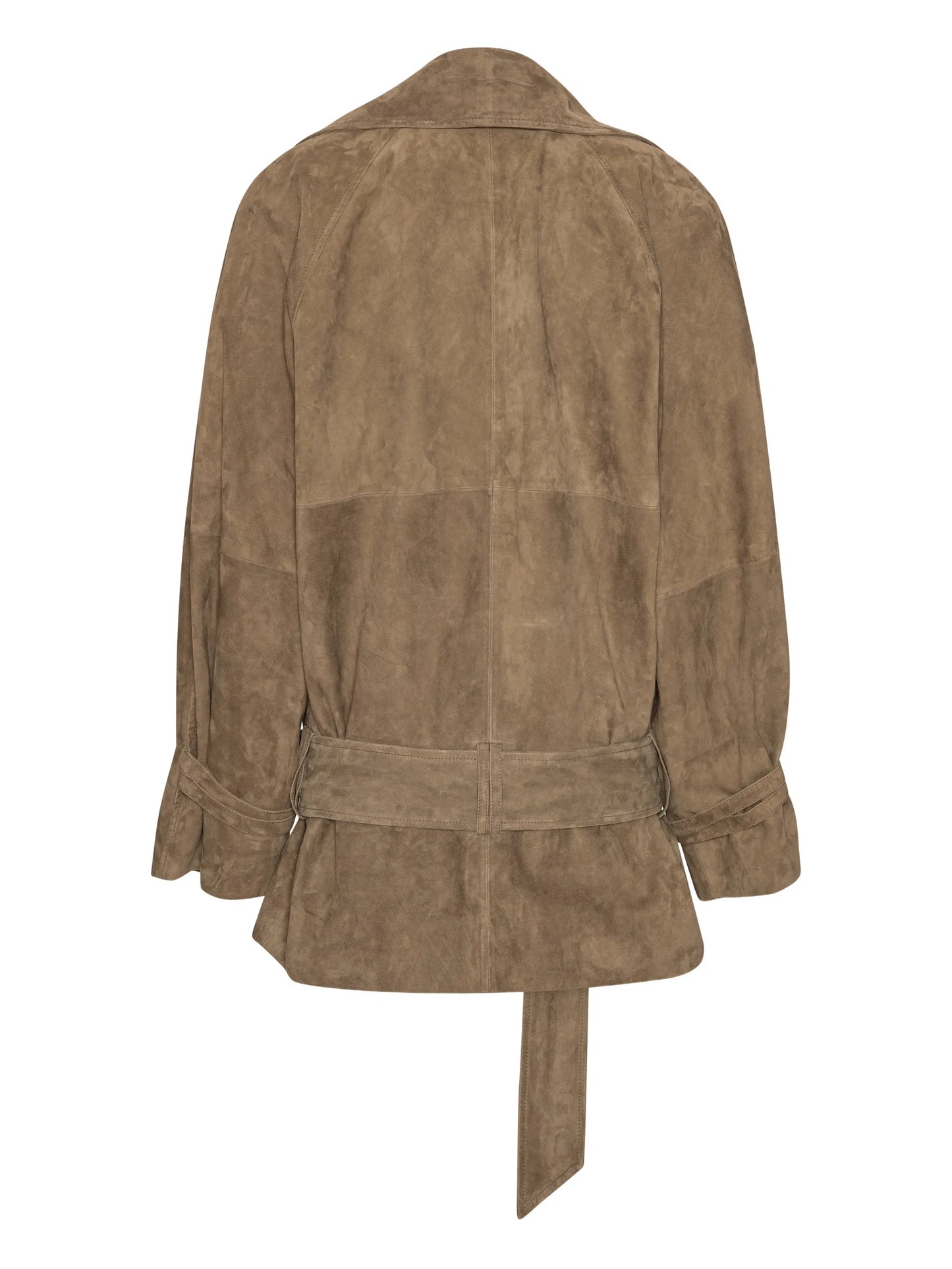 belted oversize suede jacket