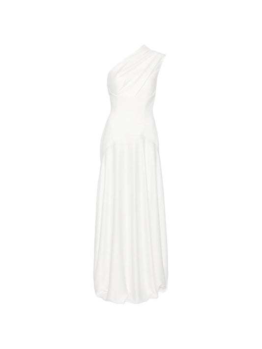 one-shoulder draped maxi dress