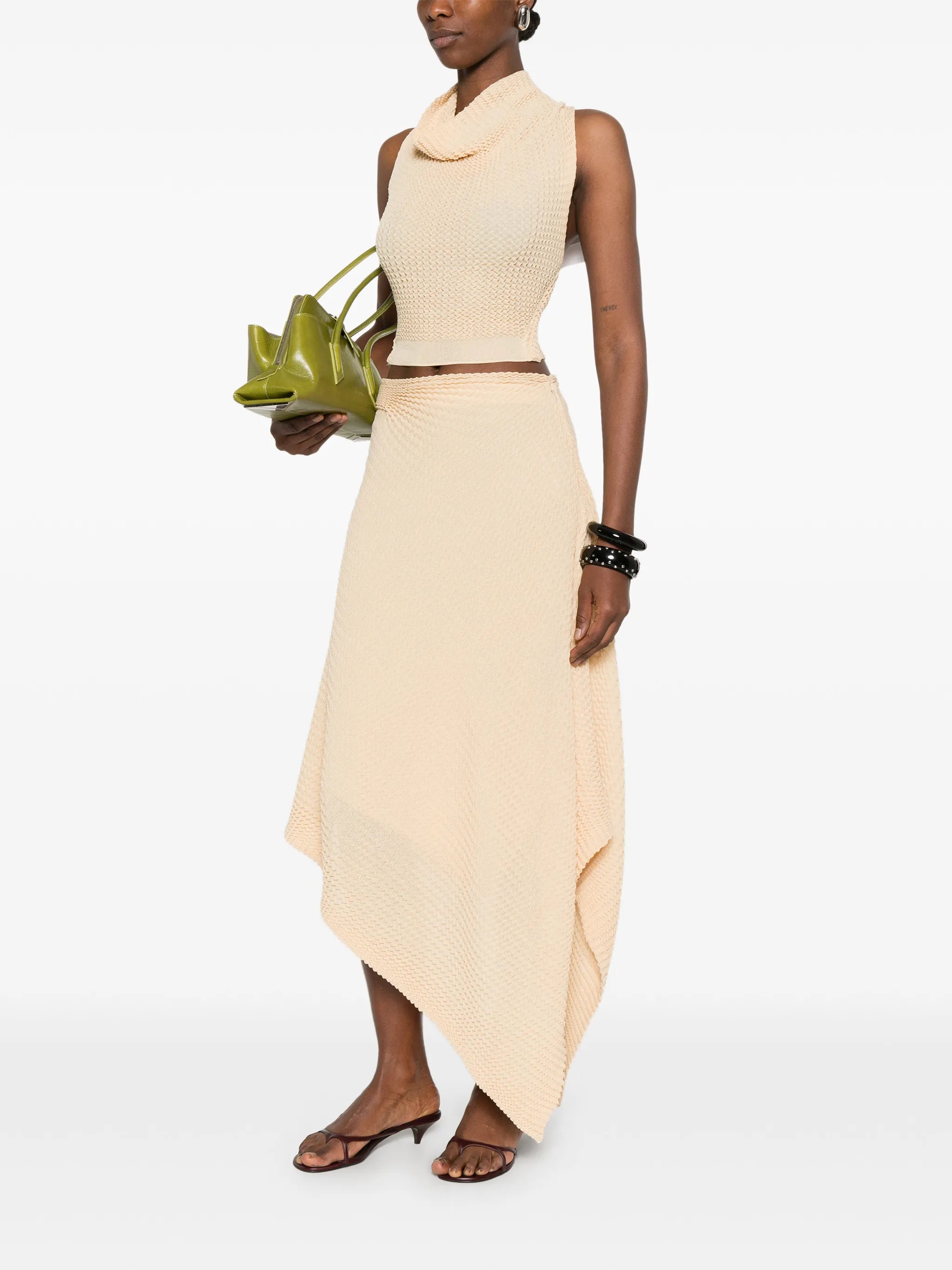 asymmetric-hem midi skirt