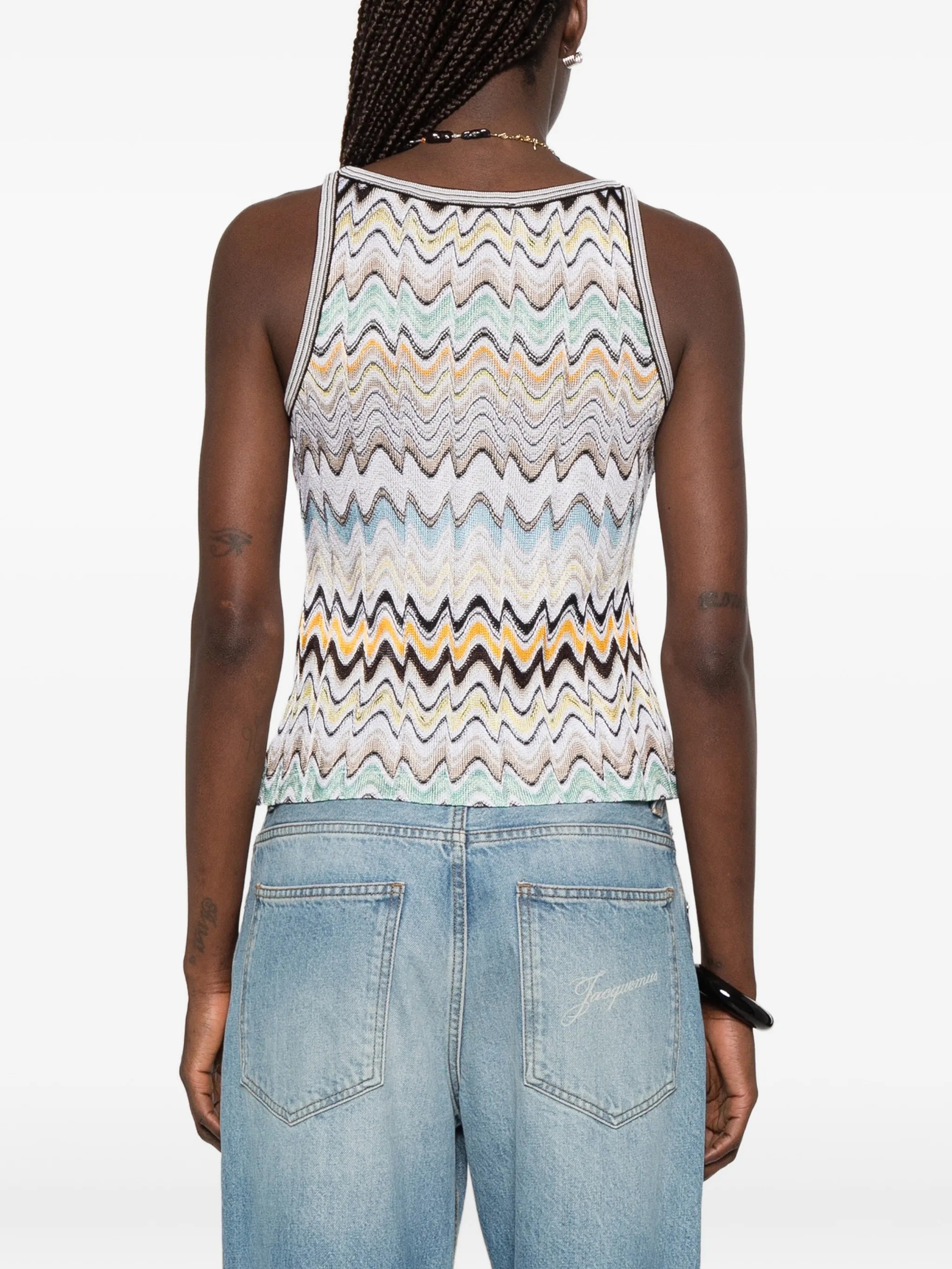 zigzag-knit button-detail tank top