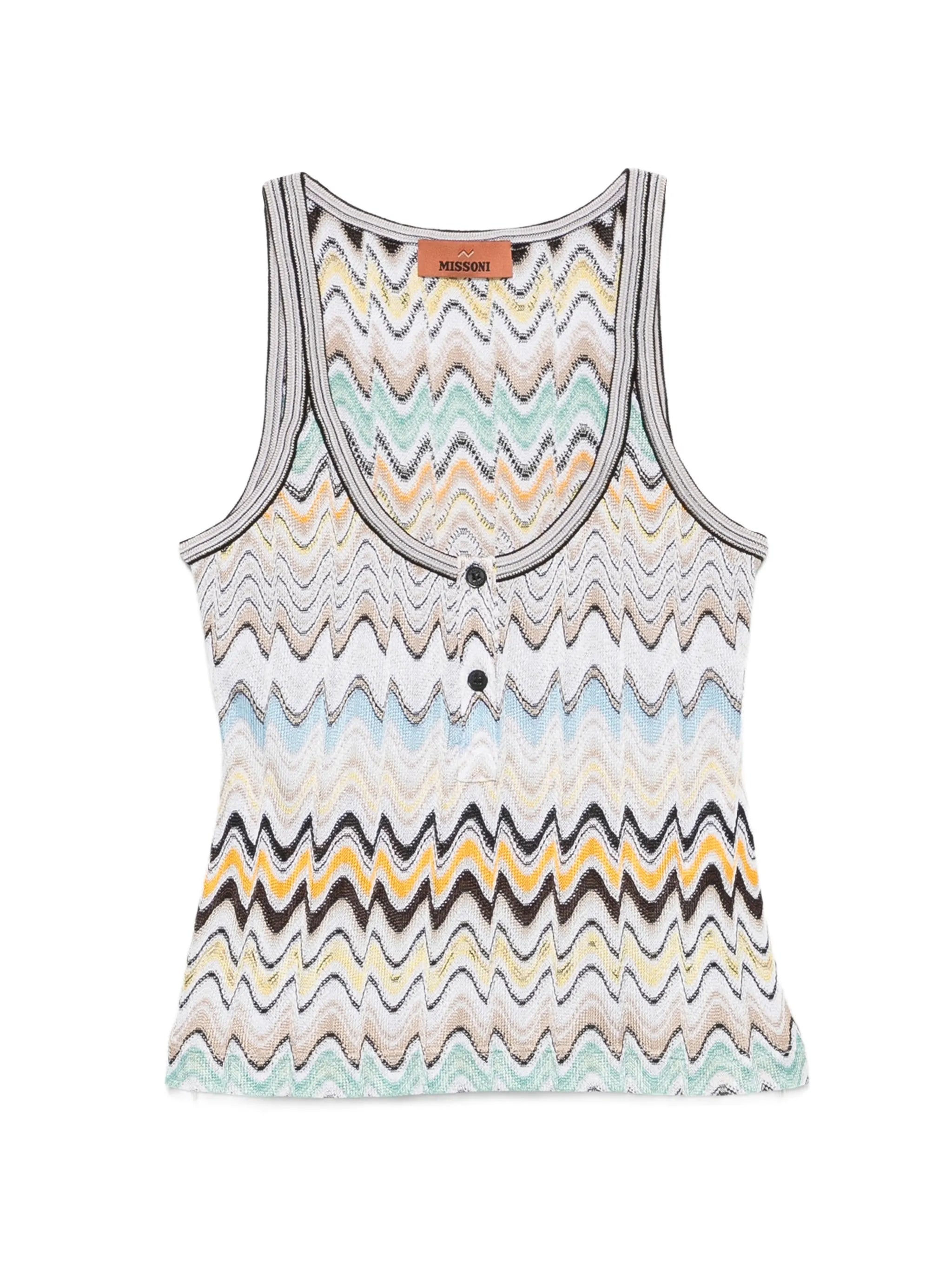zigzag-knit button-detail tank top
