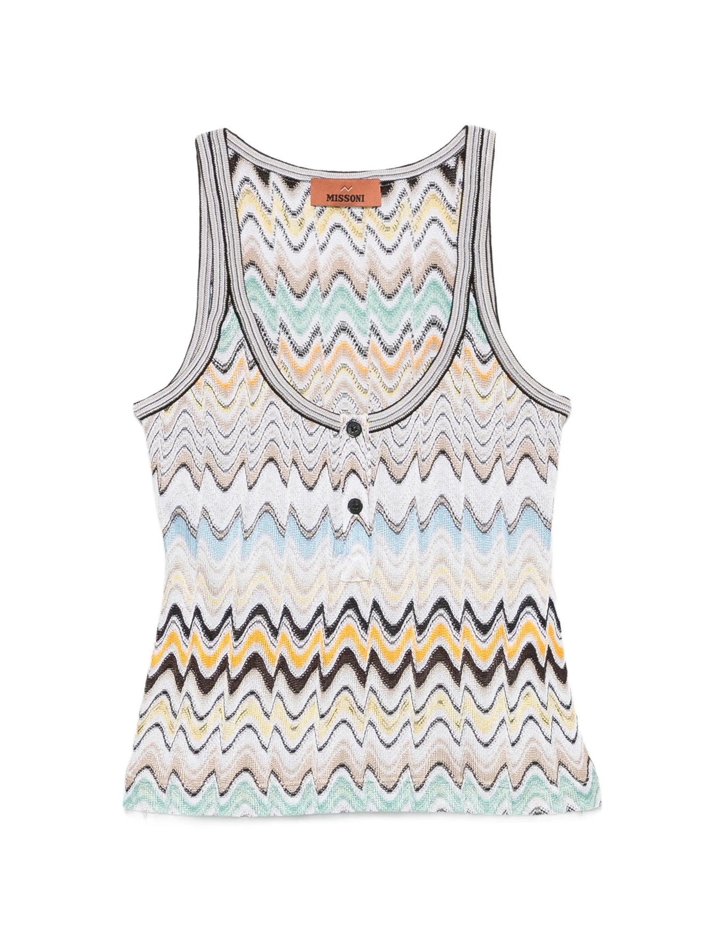 zigzag-knit button-detail tank top