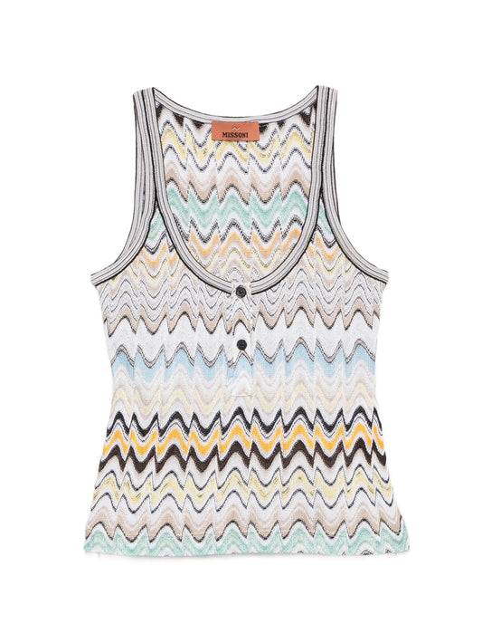 zigzag-knit button-detail tank top