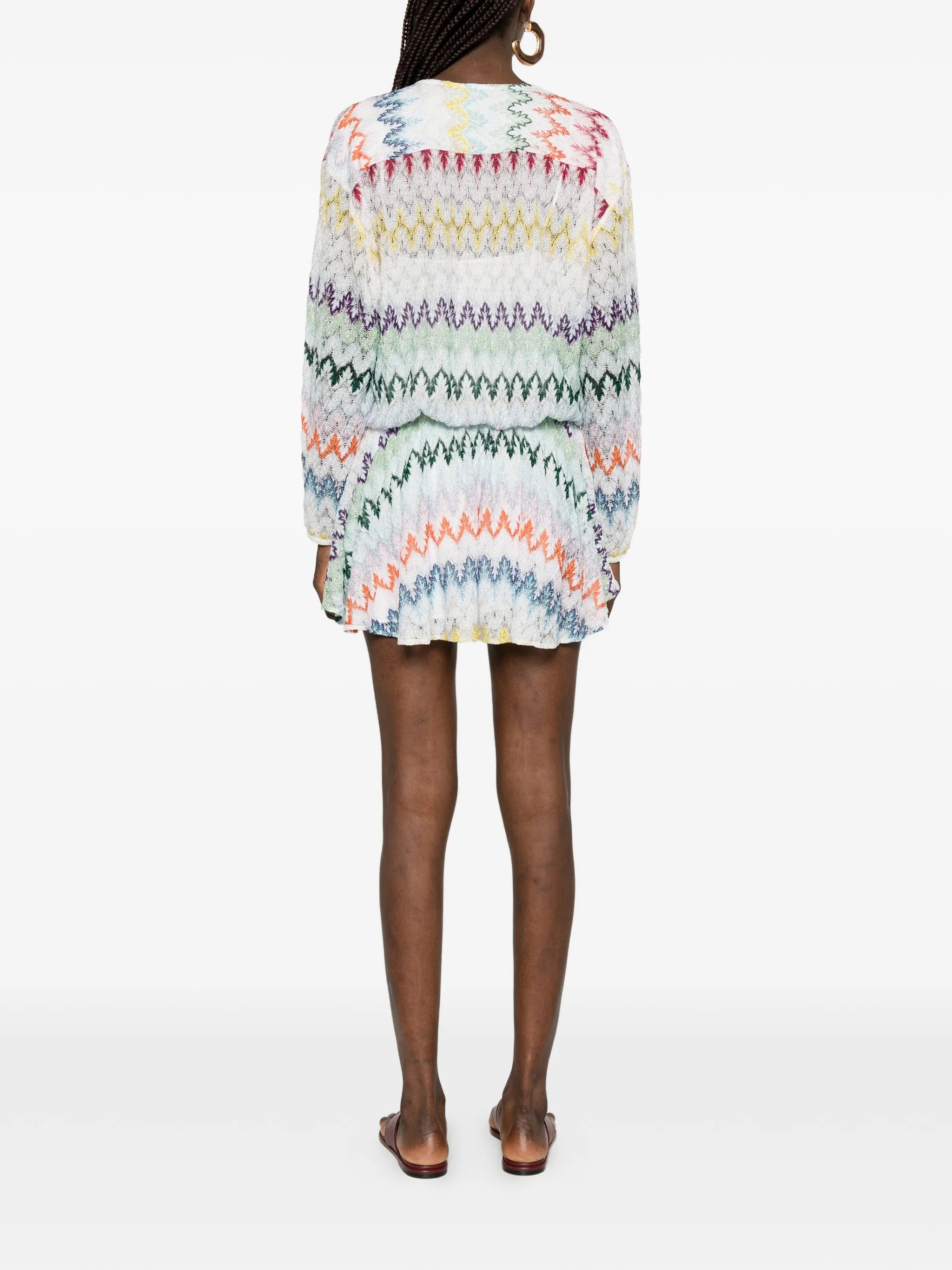 zigzag tie mini dress