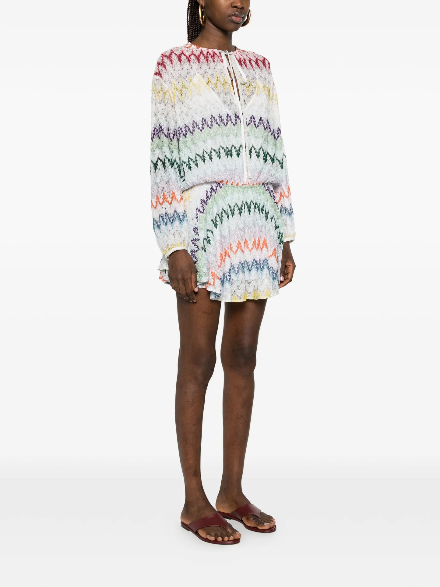 zigzag tie mini dress