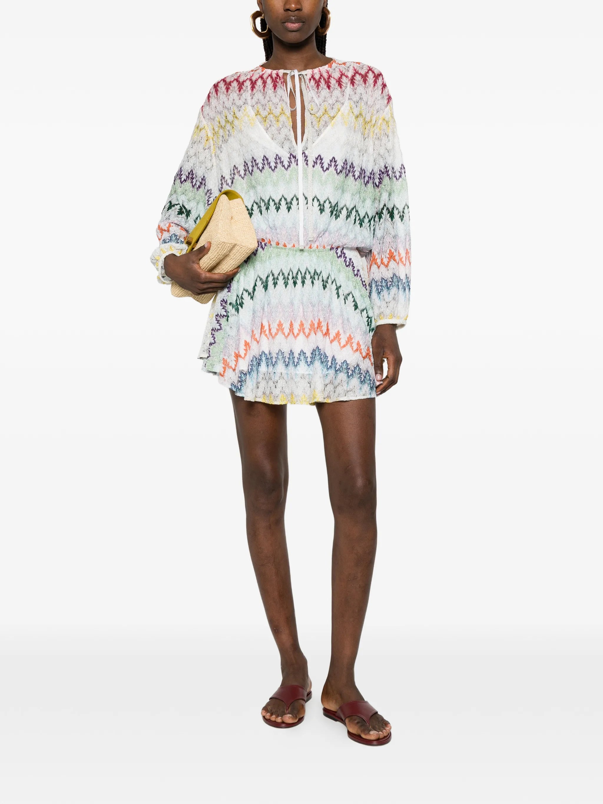 zigzag tie mini dress