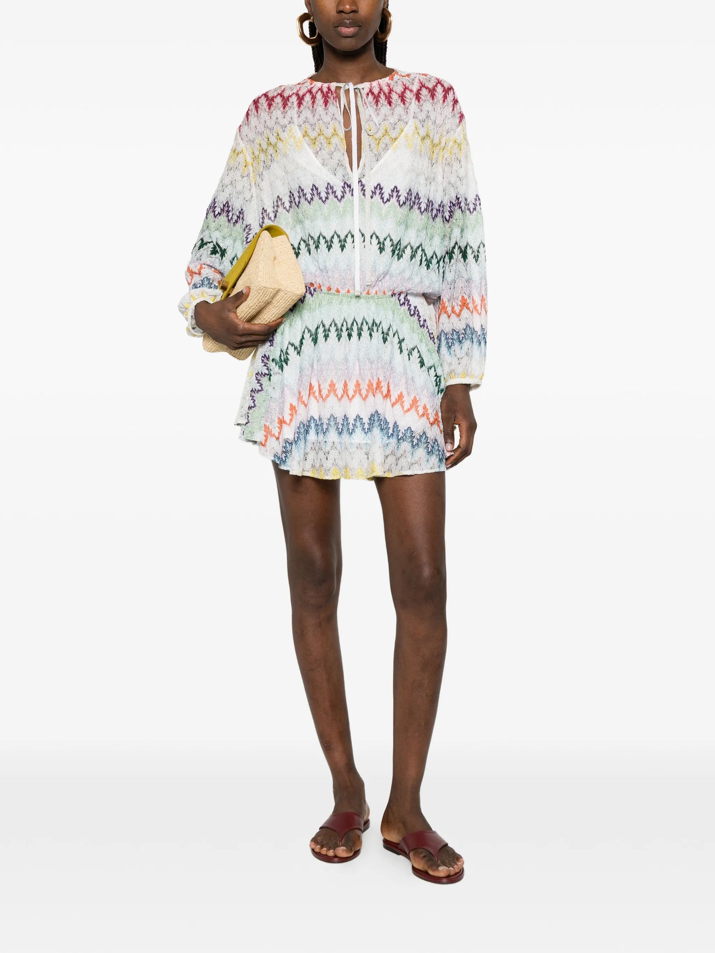 zigzag tie mini dress