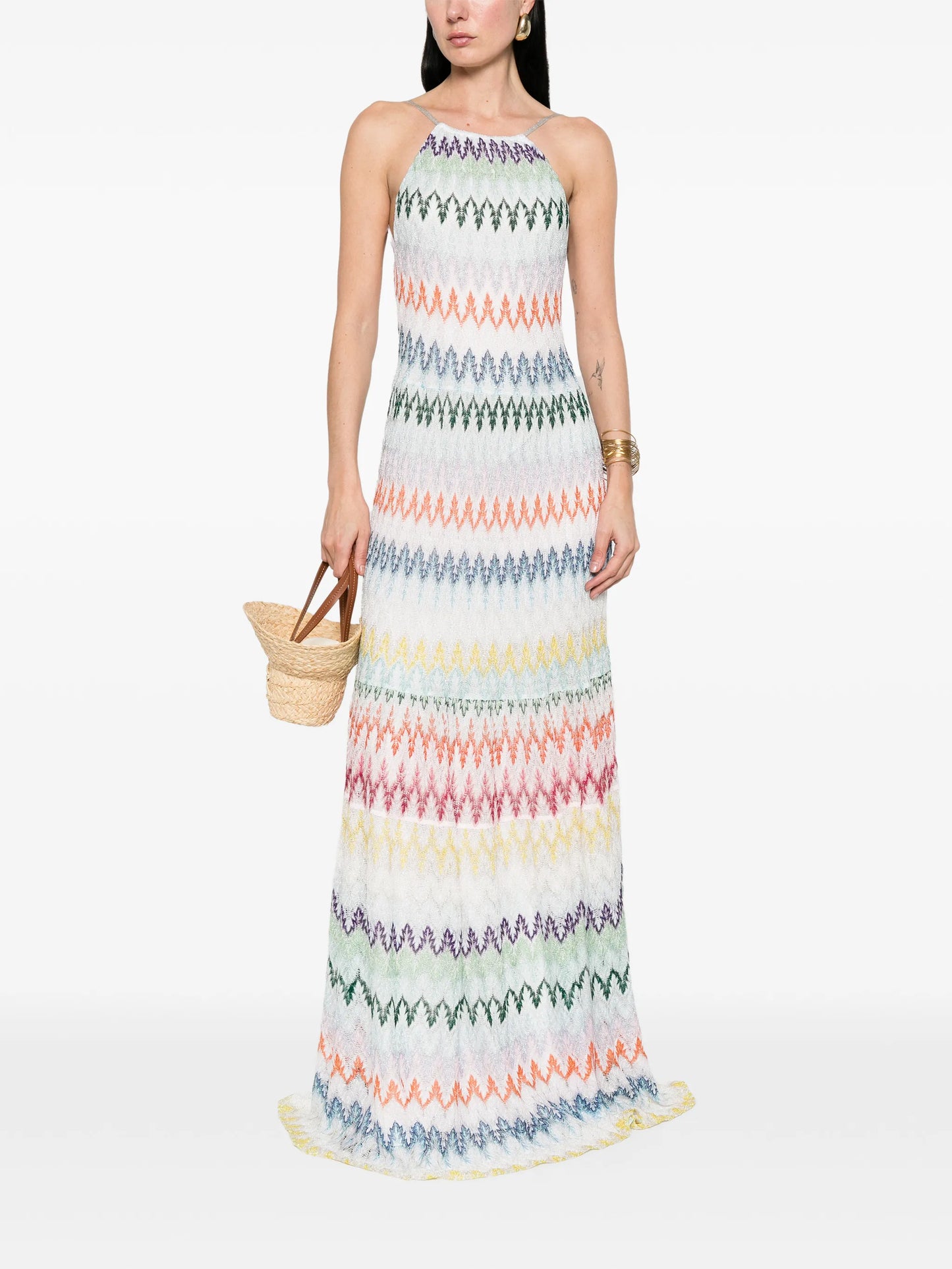 striped sleeveless maxi dress