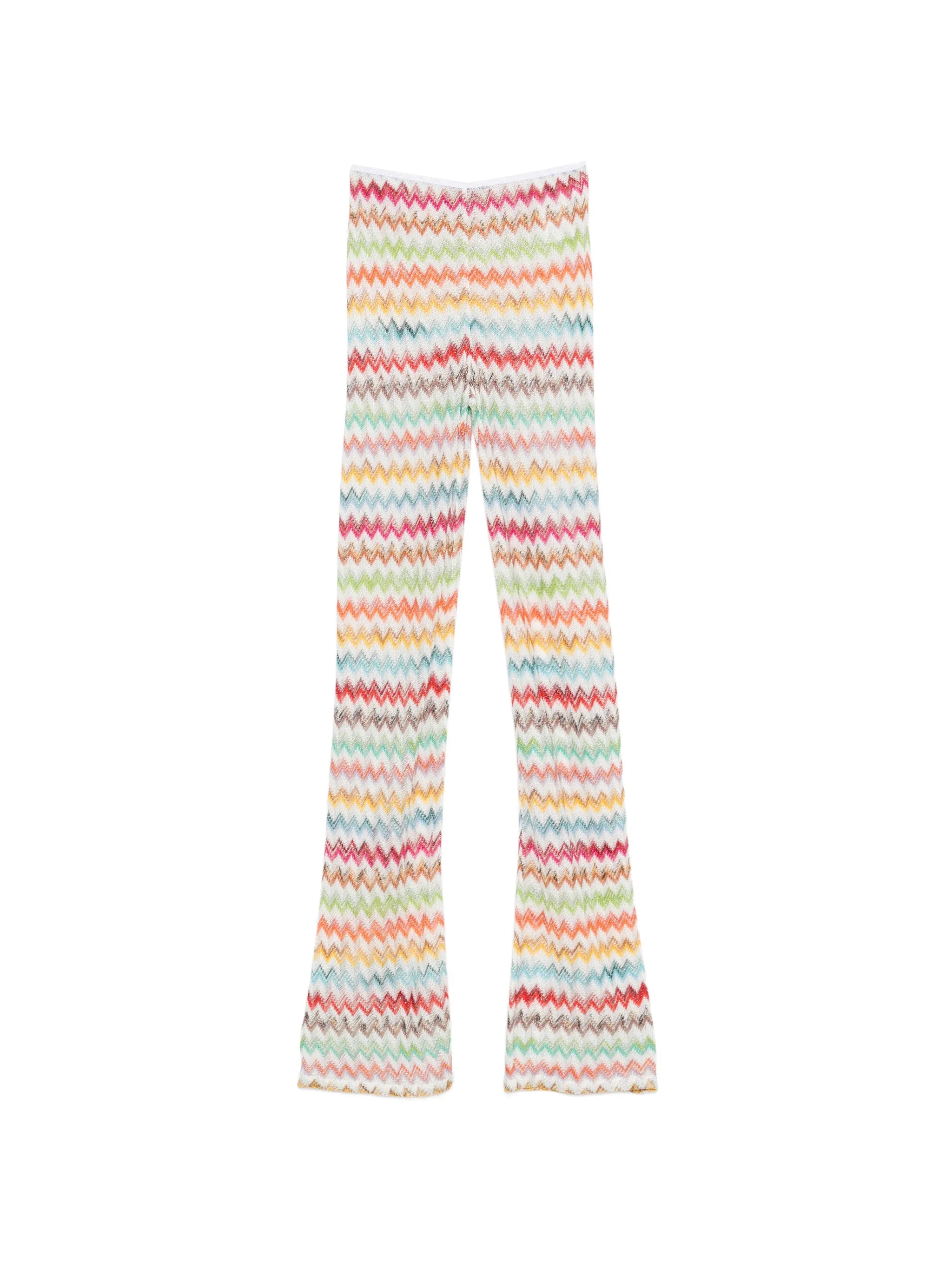 flared trousers in lamé with micro Zigzag pattern