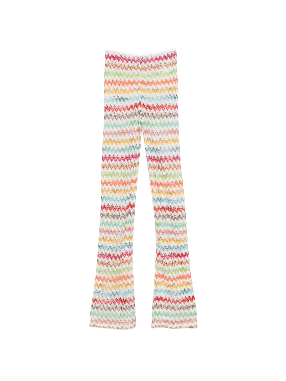 flared trousers in lamé with micro Zigzag pattern