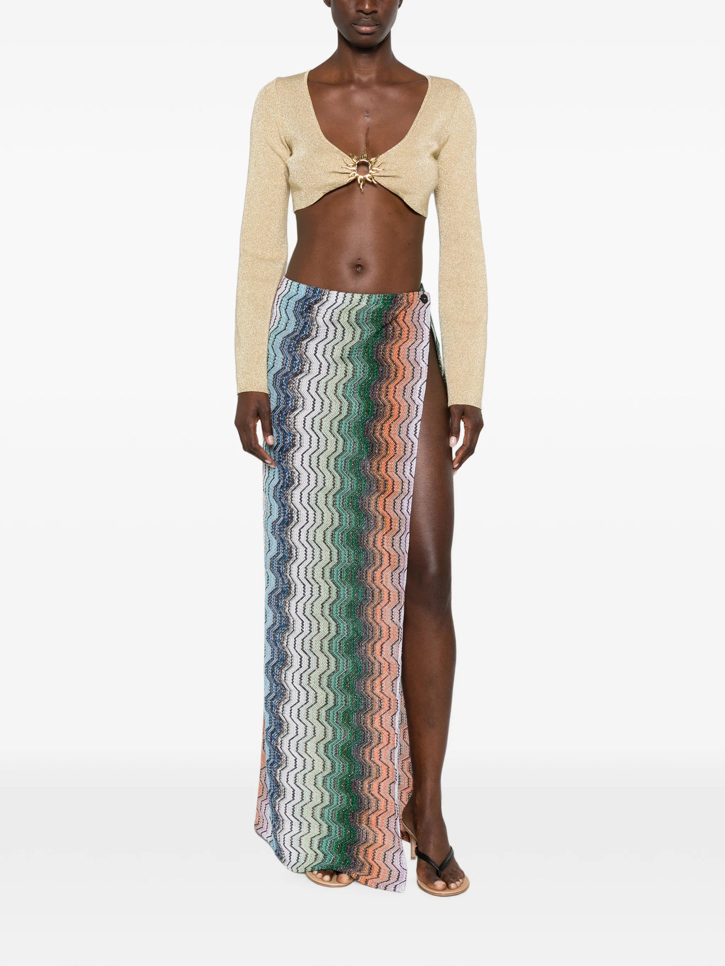 chevron-pattern maxi beach skirt
